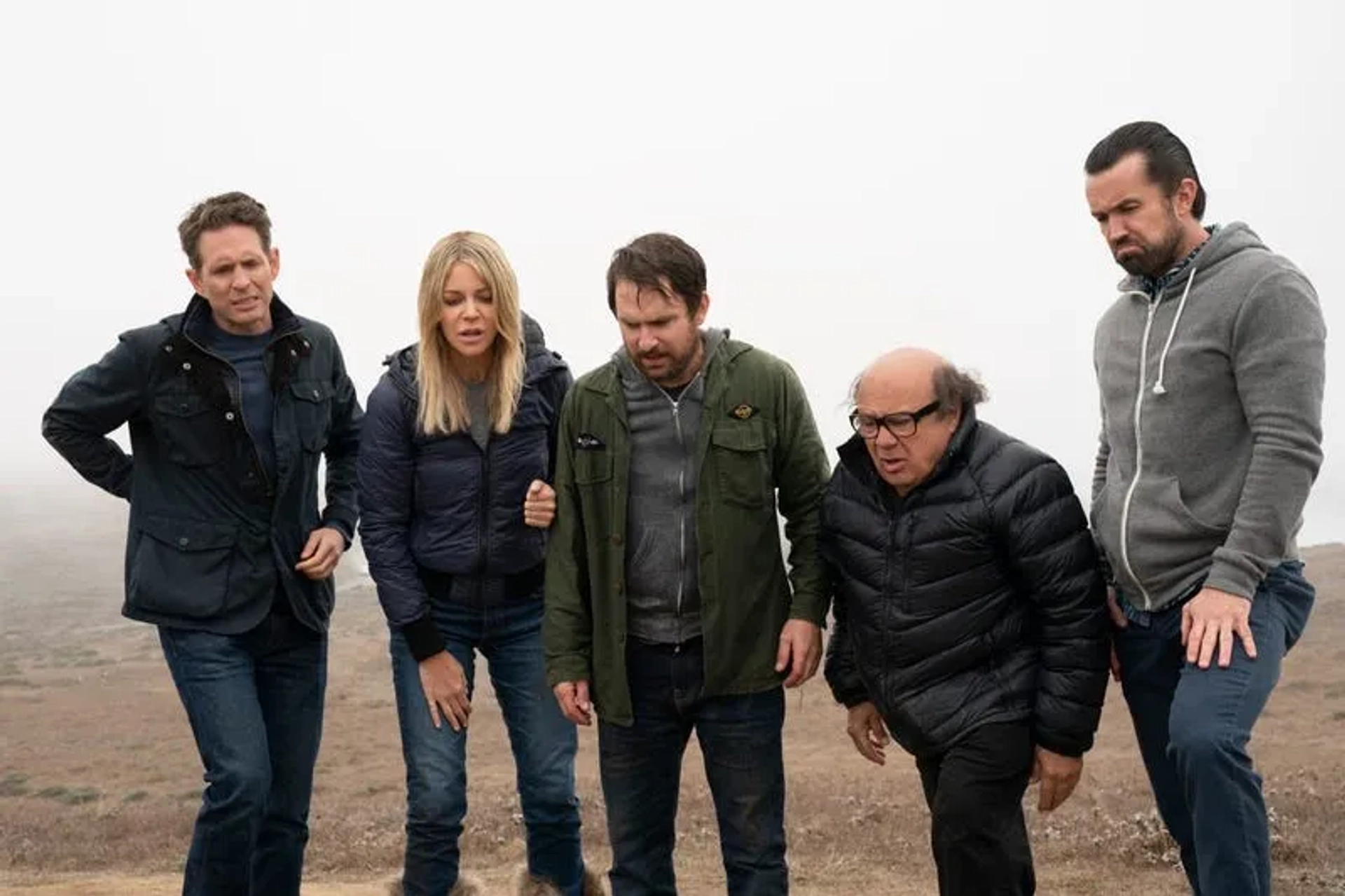 Danny DeVito, Charlie Day, Rob McElhenney, Kaitlin Olson, and Glenn Howerton in It's Always Sunny in Philadelphia (2005)