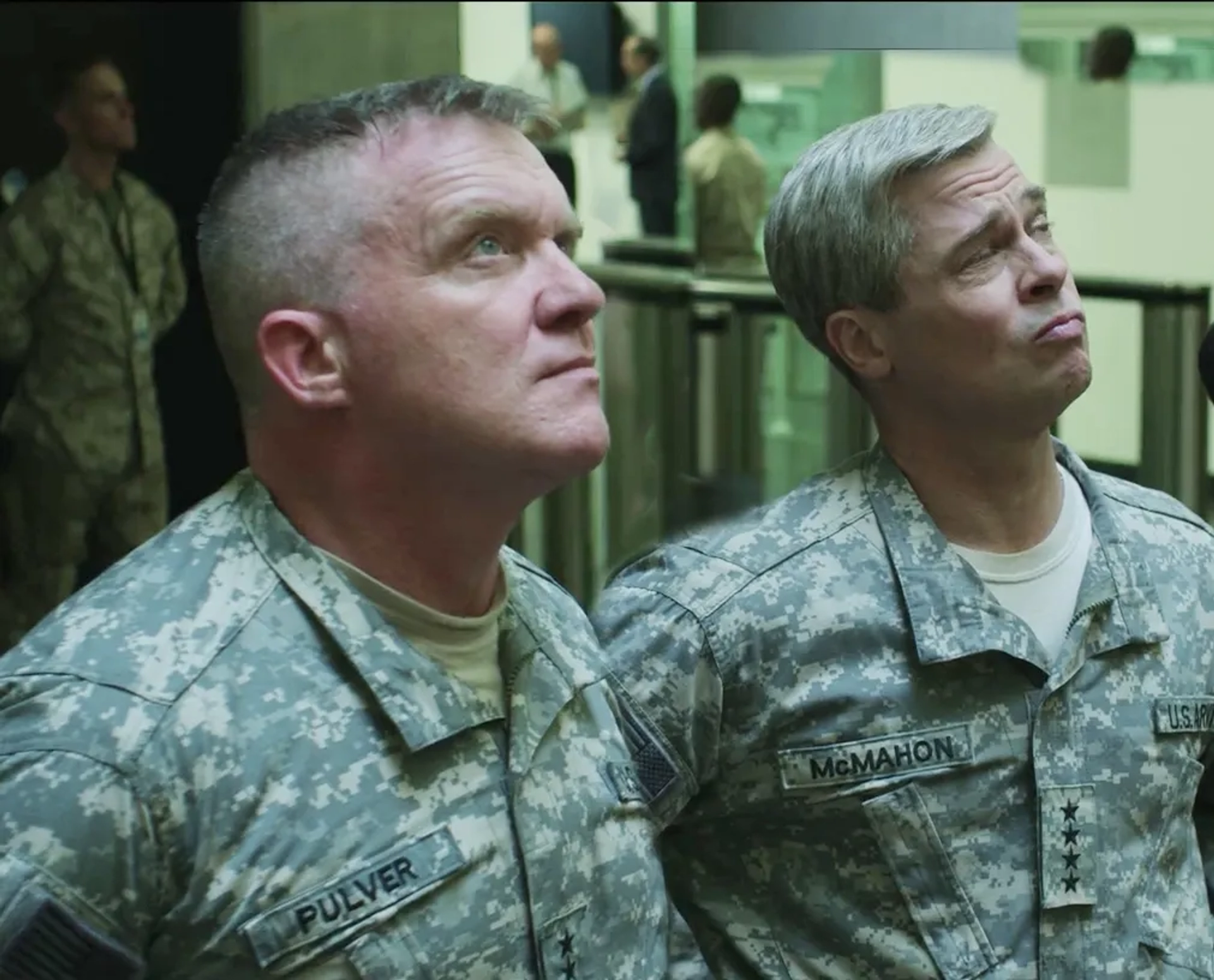 Brad Pitt and Anthony Michael Hall in War Machine (2017)