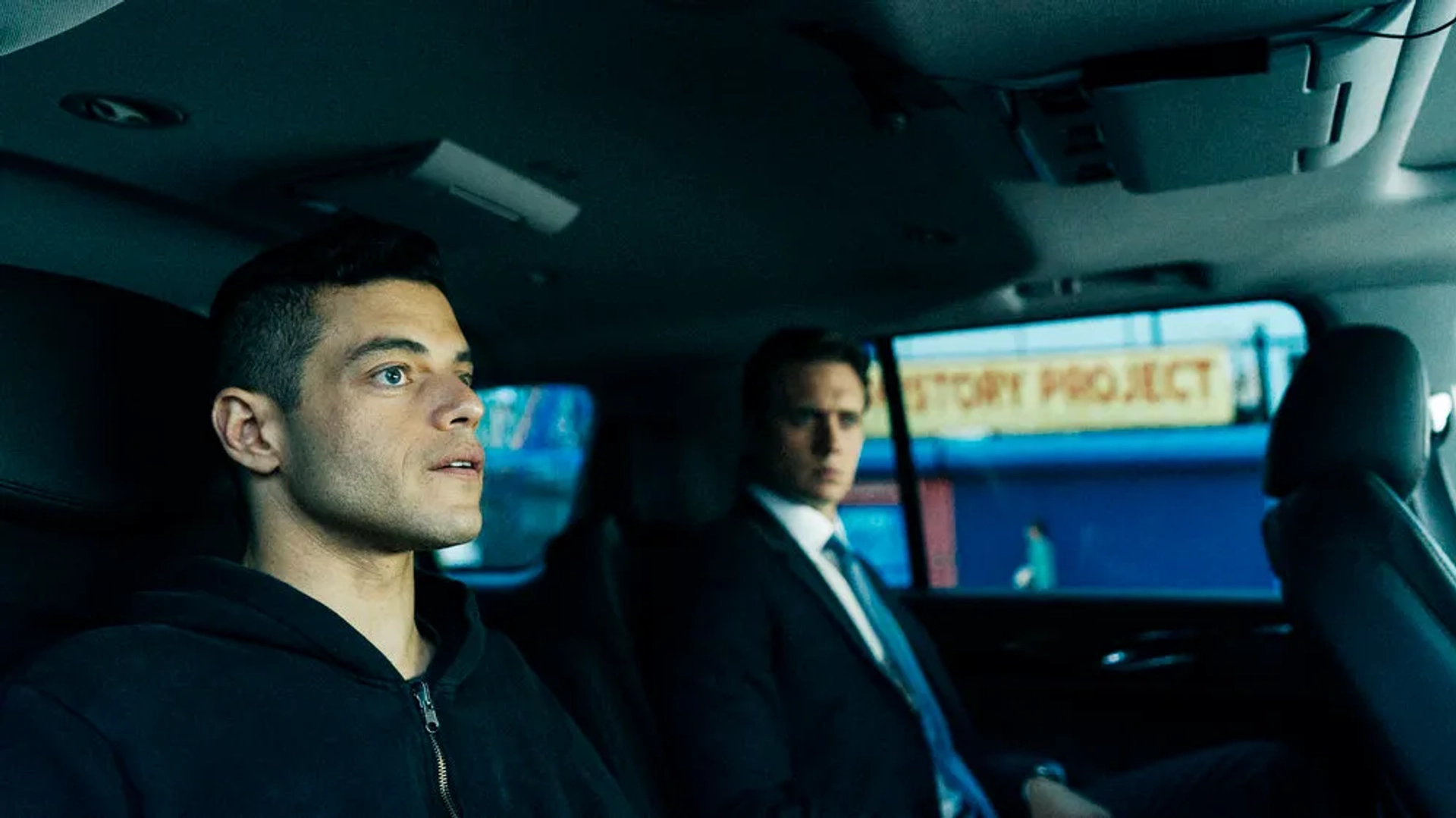 Martin Wallström and Rami Malek in Mr. Robot (2015)