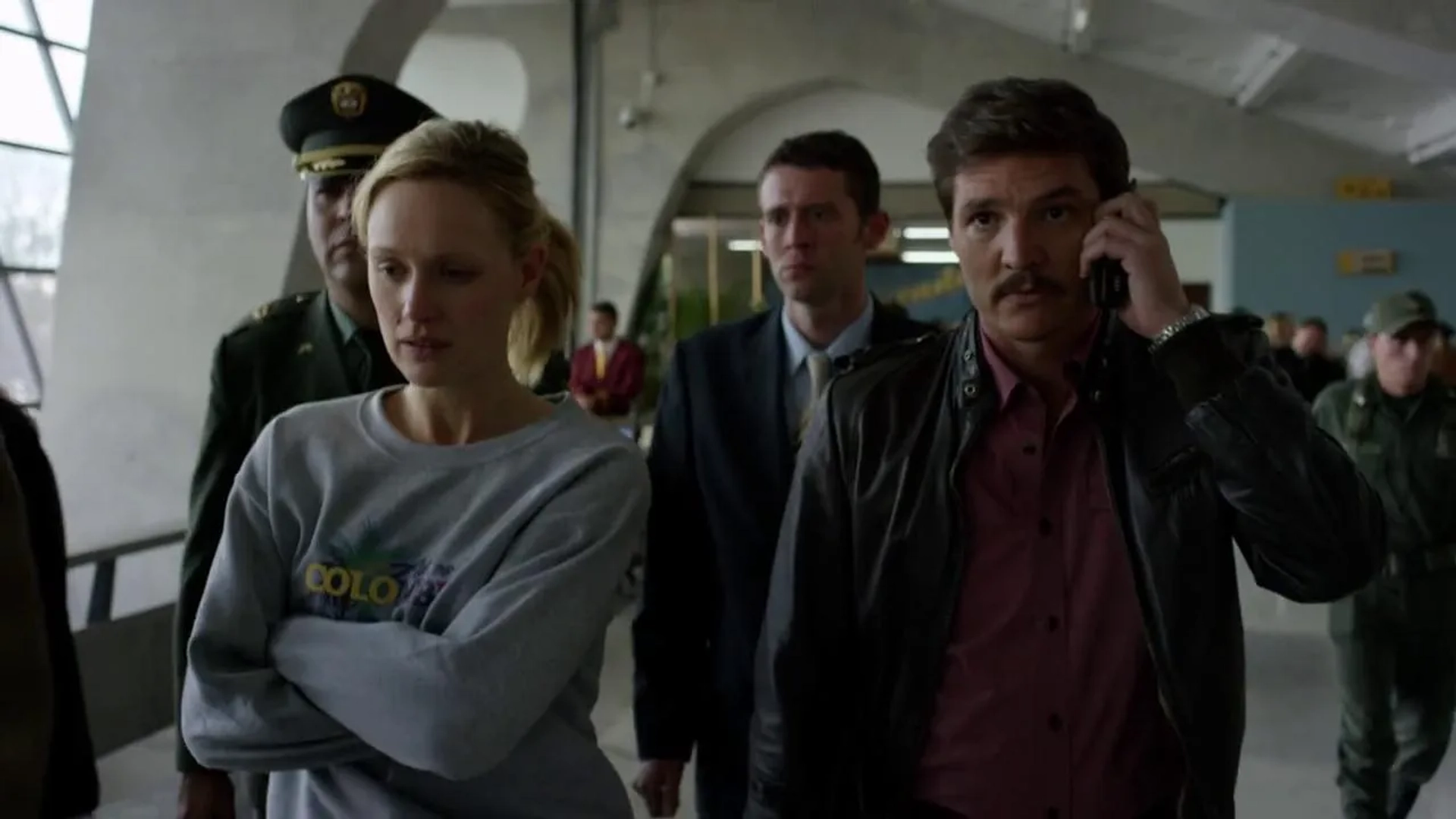 Pedro Pascal and Kerry Bishé in Narcos (2015)