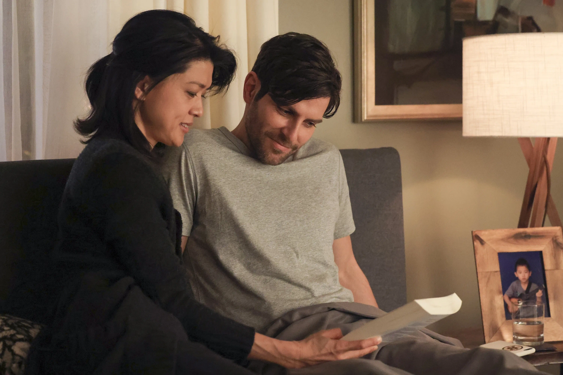 Grace Park and David Giuntoli in A Million Little Things: The Talk (2020)