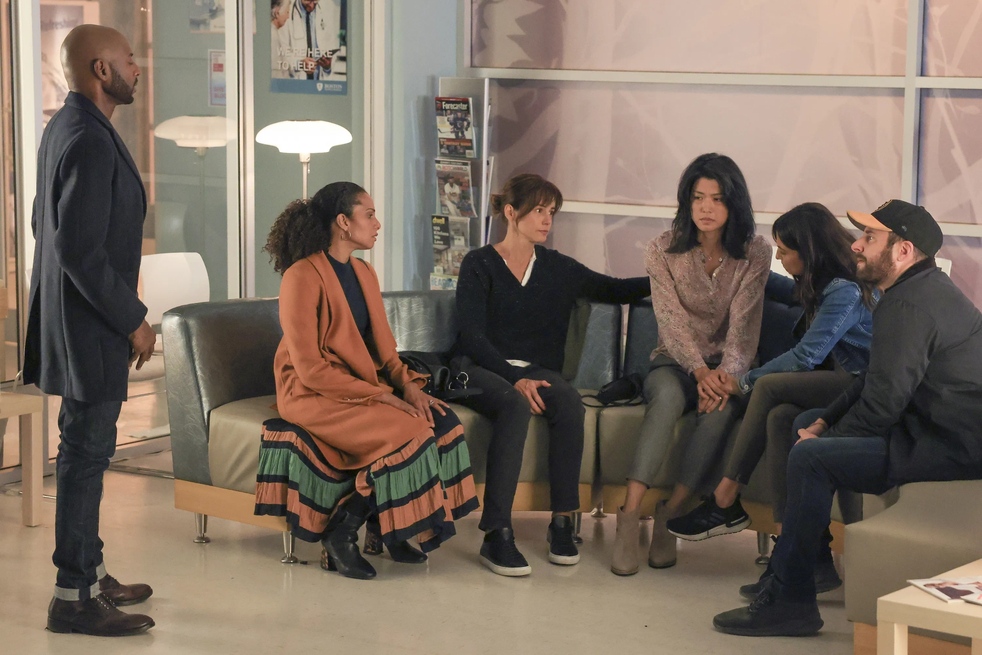 Romany Malco, Grace Park, James Roday Rodriguez, Stephanie Szostak, Christina Moses, and Floriana Lima in A Million Little Things: Hit & Run (2020)