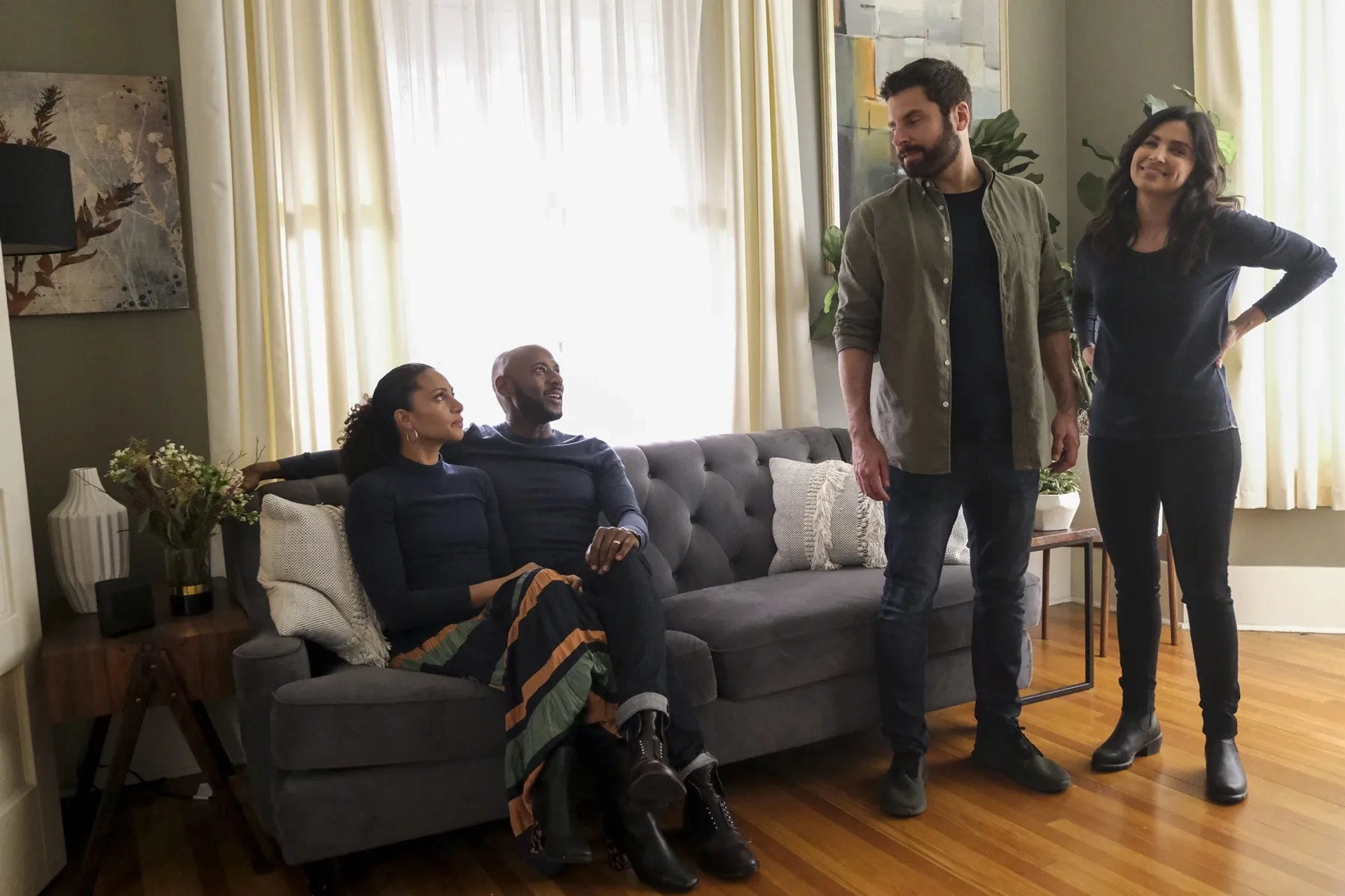 Romany Malco, James Roday Rodriguez, Christina Moses, and Floriana Lima in A Million Little Things: 'Til Death Do Us Part (2020)