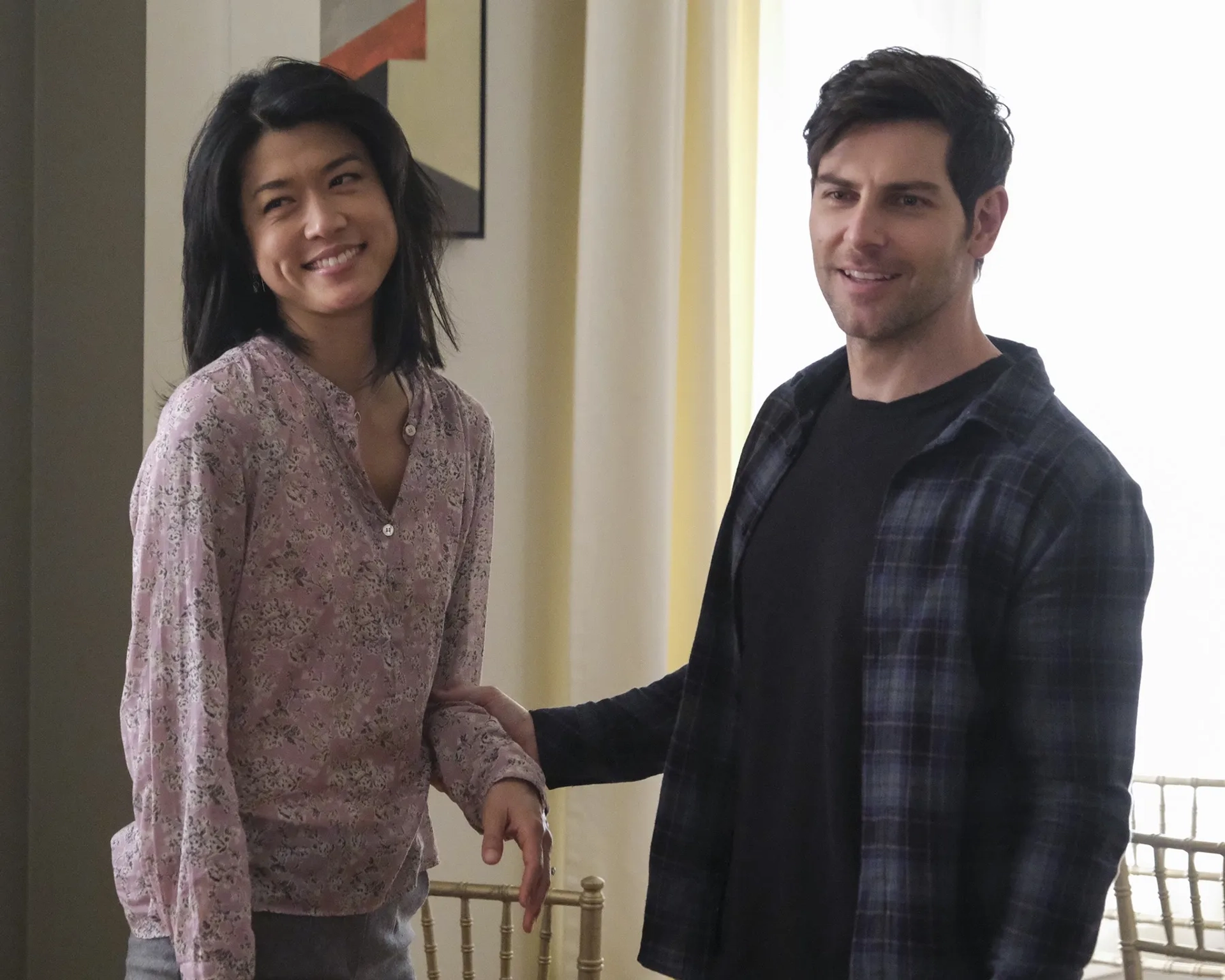 Grace Park and David Giuntoli in A Million Little Things: 'Til Death Do Us Part (2020)