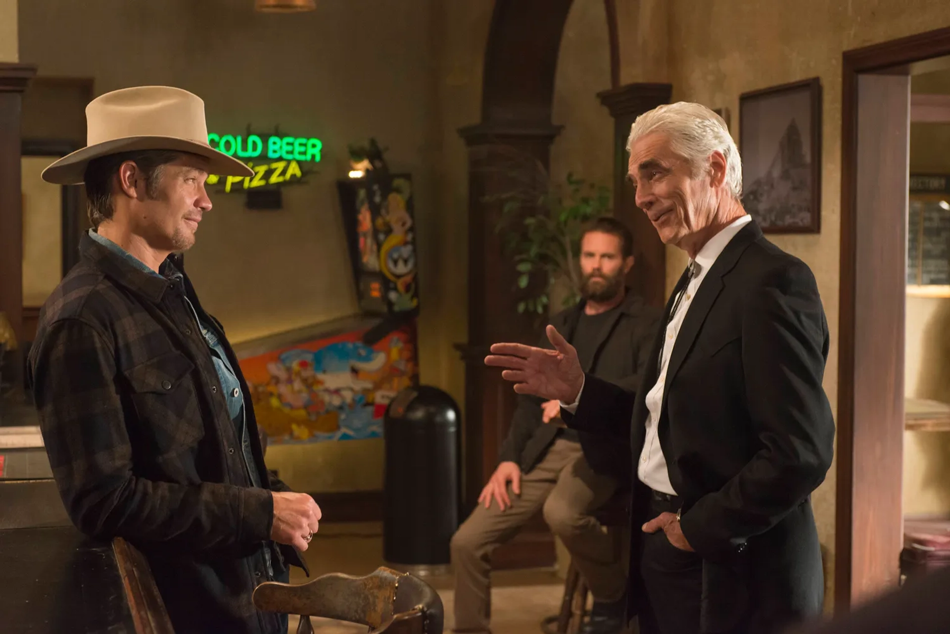 Sam Elliott, Garret Dillahunt, and Timothy Olyphant in Justified (2010)