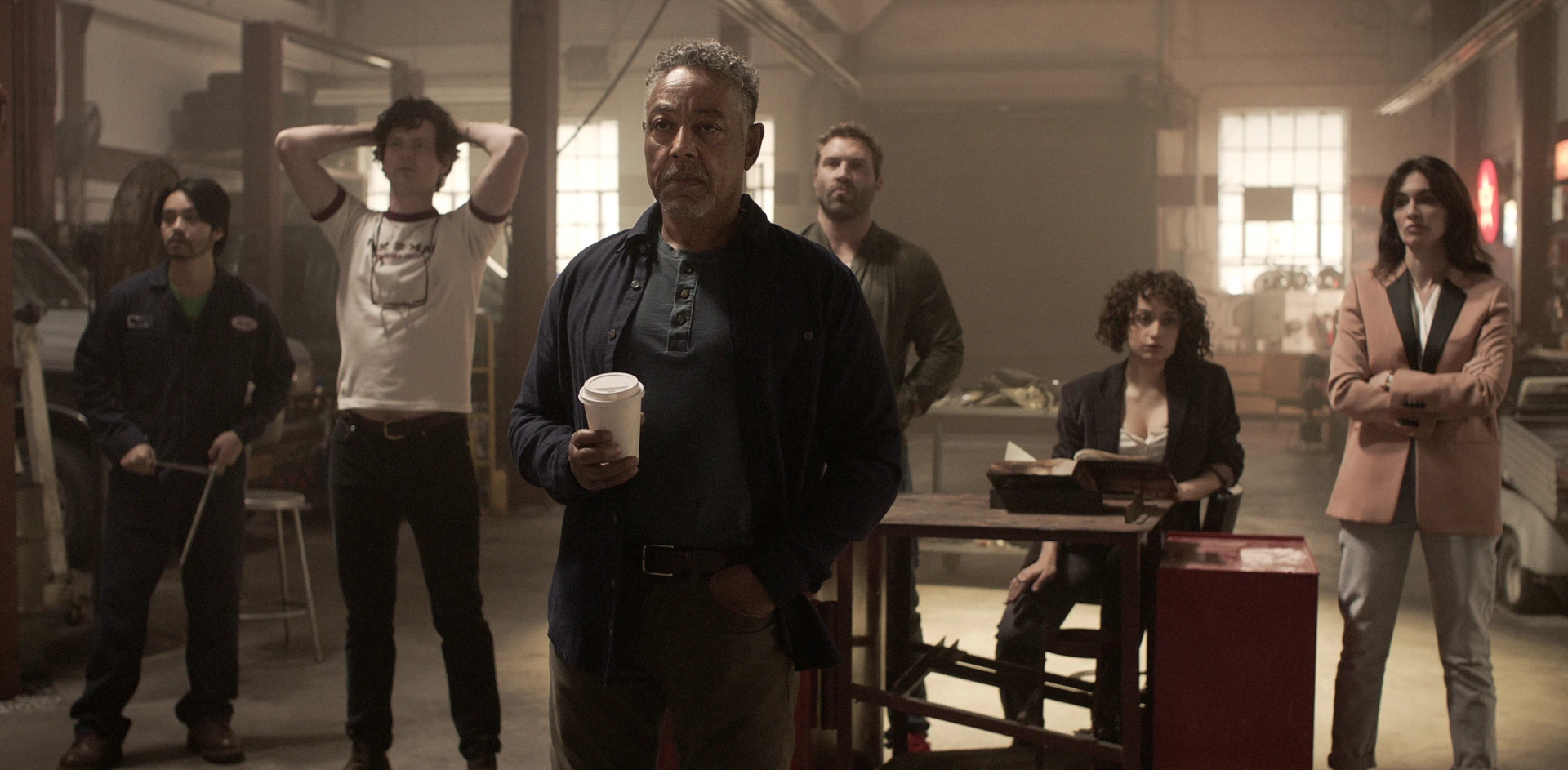 Giancarlo Esposito, Paz Vega, Jai Courtney, Rosaline Elbay, Peter Mark Kendall, and Jordan Mendoza in Kaleidoscope (2023)