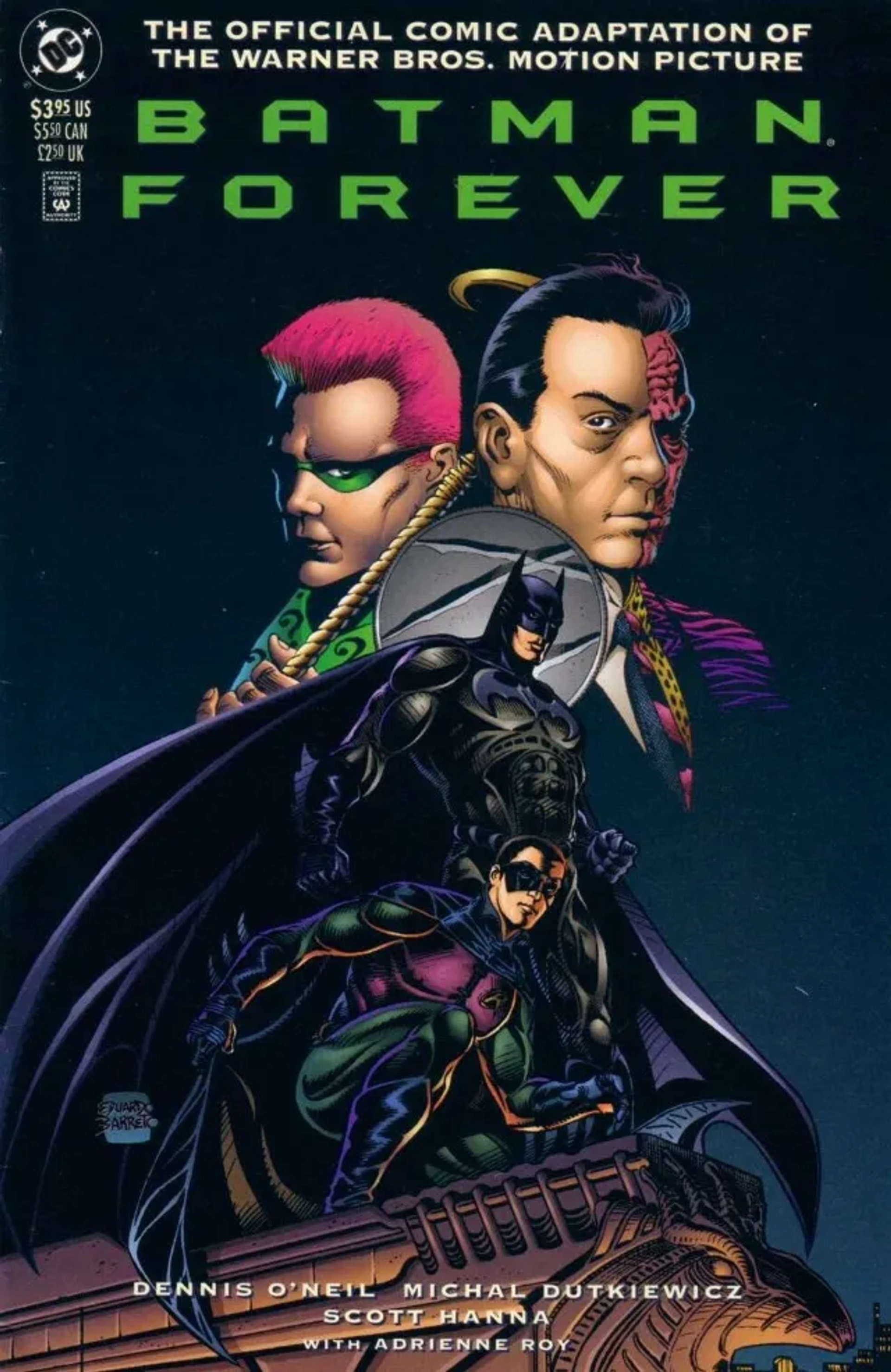 Jim Carrey, Tommy Lee Jones, Val Kilmer, and Chris O'Donnell in Batman Forever (1995)