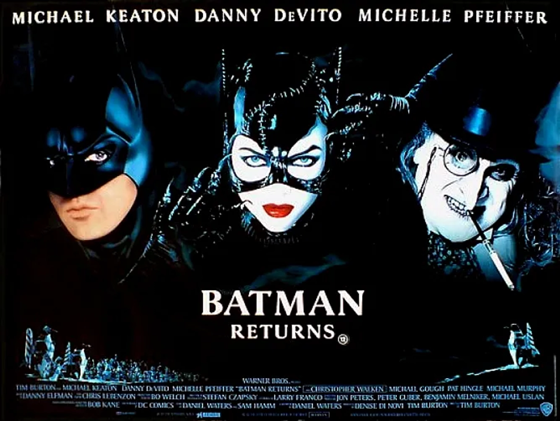 Michelle Pfeiffer, Danny DeVito, and Michael Keaton in Batman Returns (1992)