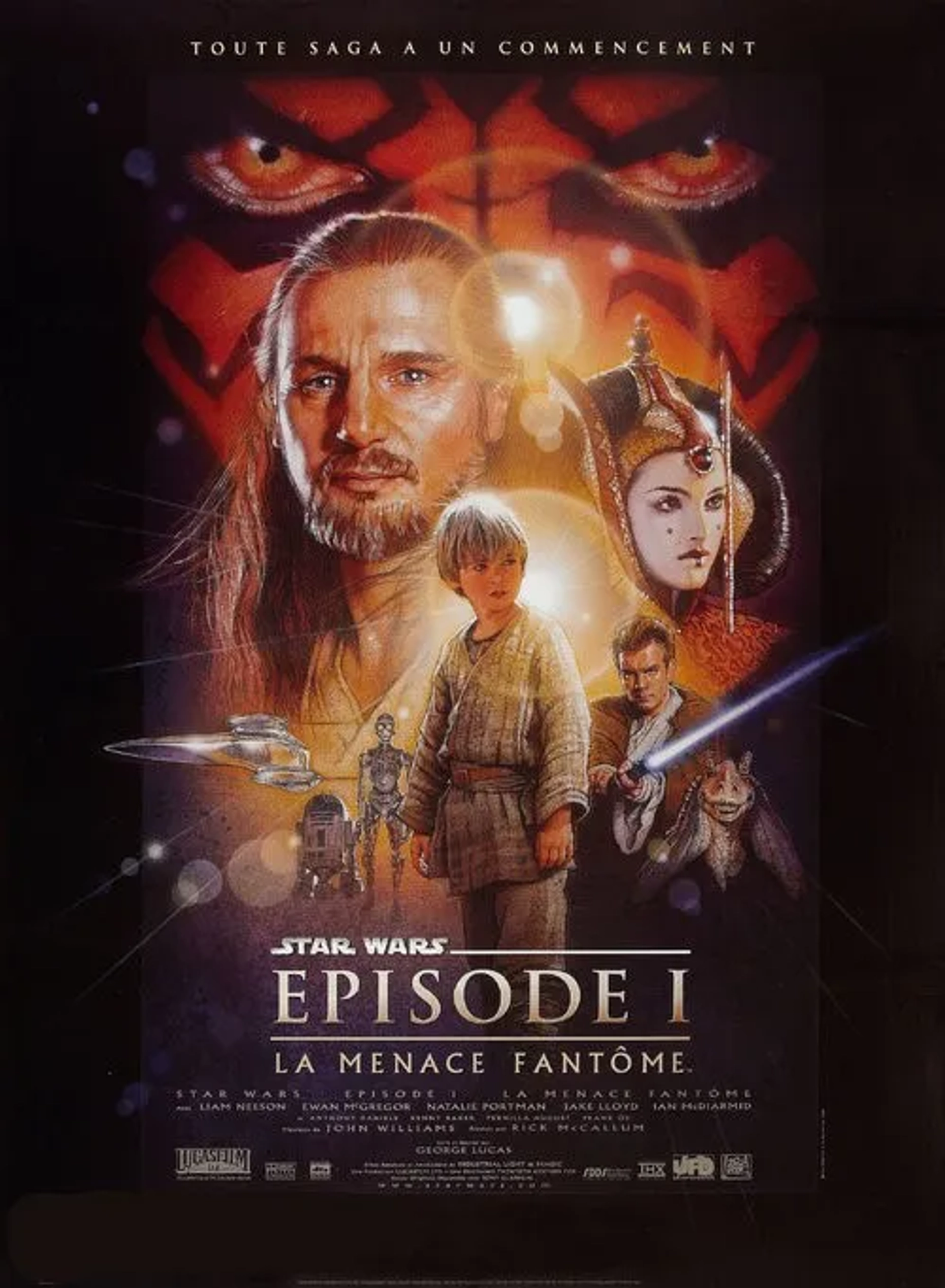 Ewan McGregor, Natalie Portman, Anthony Daniels, Liam Neeson, Jake Lloyd, Kenny Baker, Ahmed Best, Keira Knightley, Ray Park, and Peter Serafinowicz in Star Wars: Episode I - The Phantom Menace (1999)