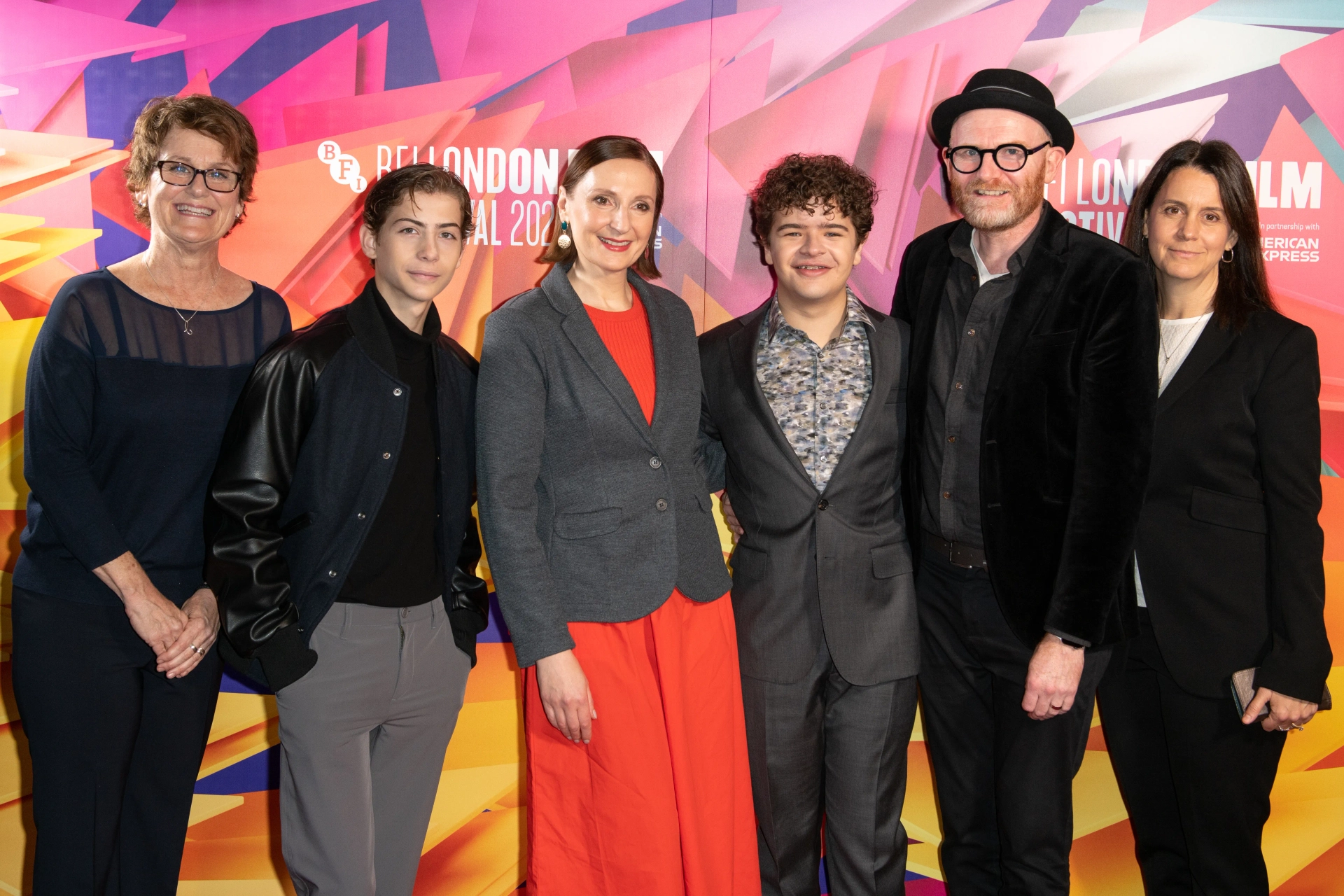 Bonnie Curtis, Julie Lynn, Nora Twomey, Paul Young, Jacob Tremblay, and Gaten Matarazzo at an event for My Father's Dragon (2022)