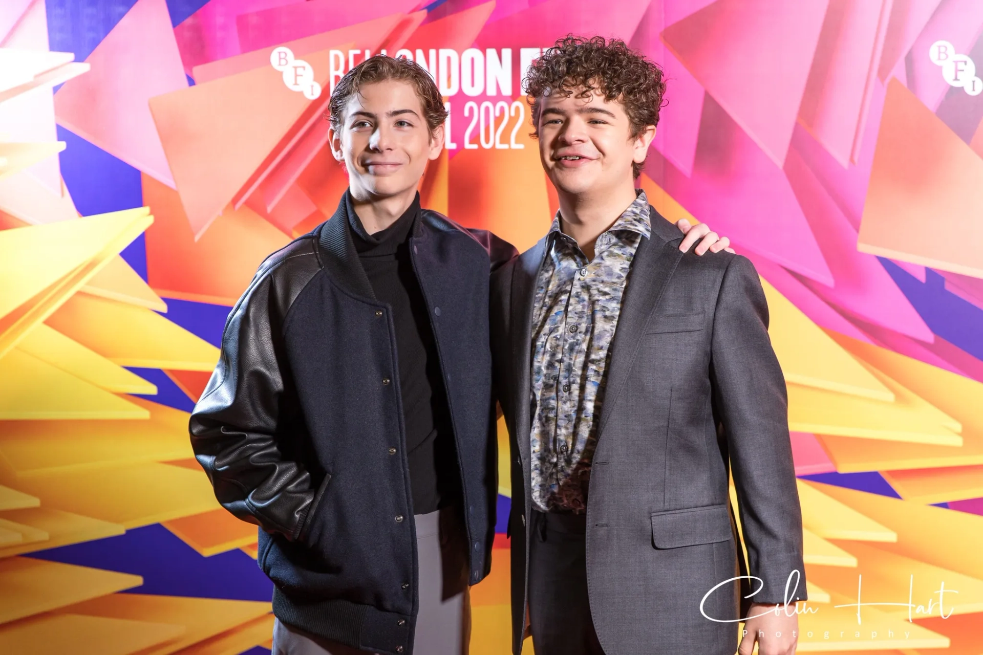 Jacob Tremblay and Gaten Matarazzo at an event for My Father's Dragon (2022)