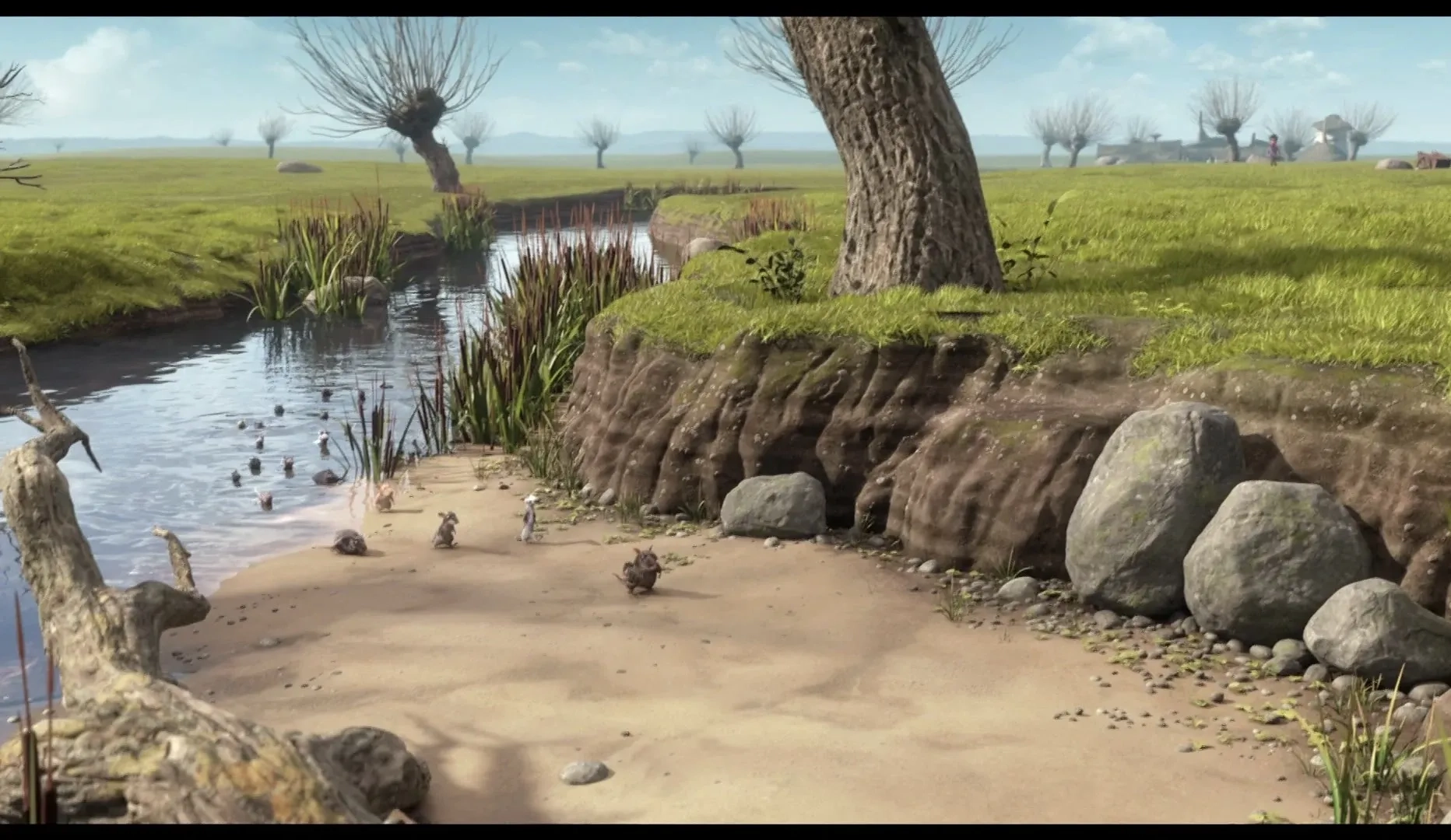 Ariyon Bakare, David Tennant, Joe Sugg, and Julie Atherton in The Amazing Maurice (2022)