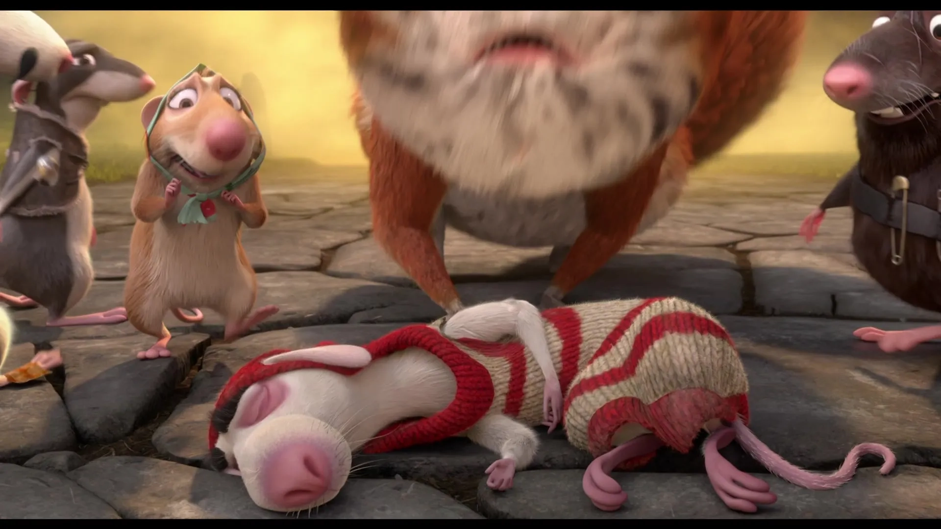 Ariyon Bakare, Hugh Laurie, David Tennant, Gemma Arterton, and Julie Atherton in The Amazing Maurice (2022)