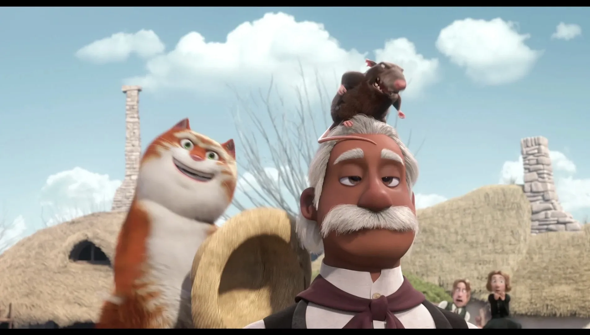 Ariyon Bakare and Hugh Laurie in The Amazing Maurice (2022)