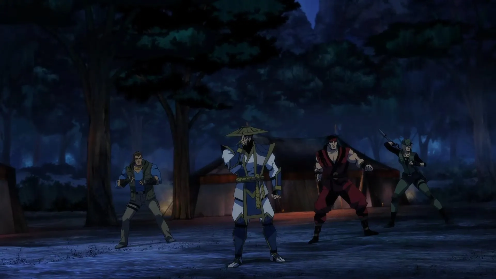 Joel McHale, Jordan Rodrigues, Jennifer Carpenter, and Dave B. Mitchell in Mortal Kombat Legends: Battle of the Realms (2021)