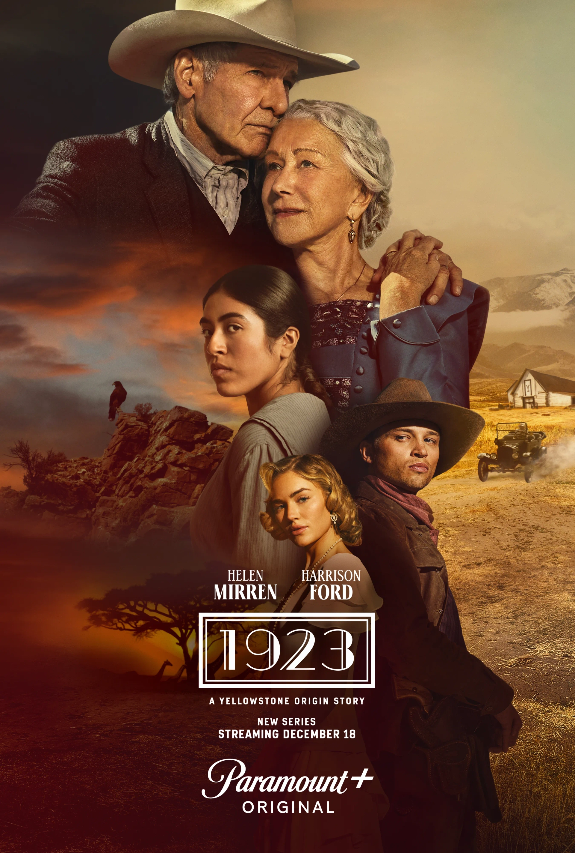Harrison Ford, Helen Mirren, Aminah Nieves, Darren Mann, and Michelle Randolph in 1923 (2022)