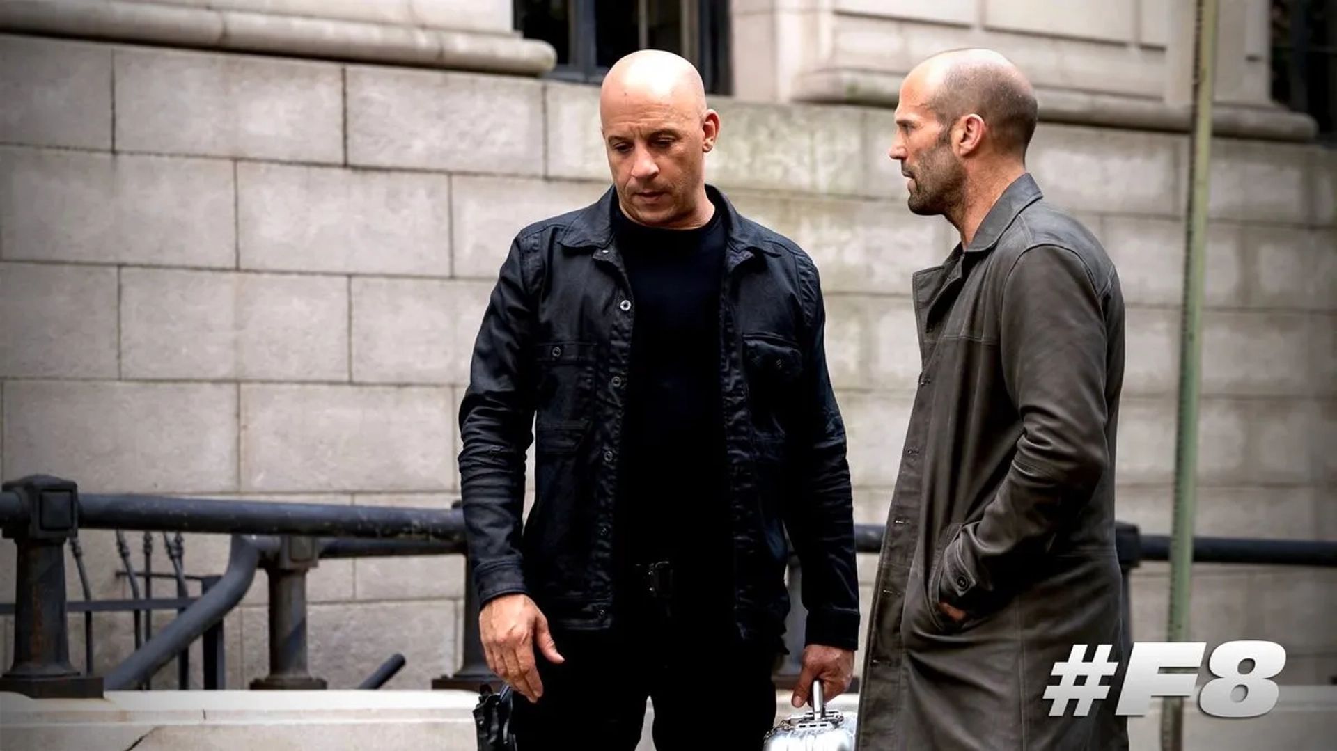 Vin Diesel and Jason Statham in The Fate of the Furious (2017)