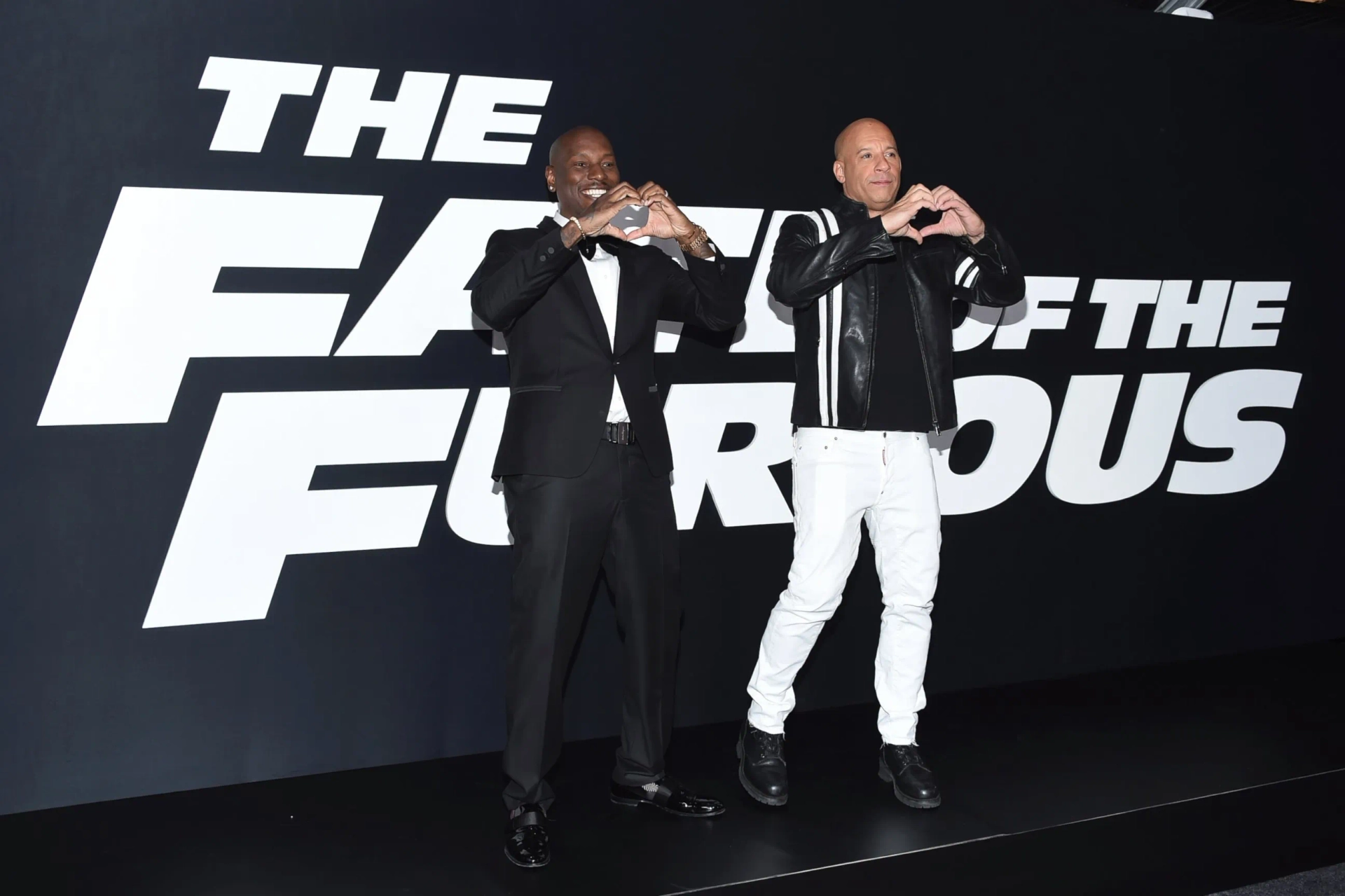 Vin Diesel and Tyrese Gibson at an event for The Fate of the Furious (2017)