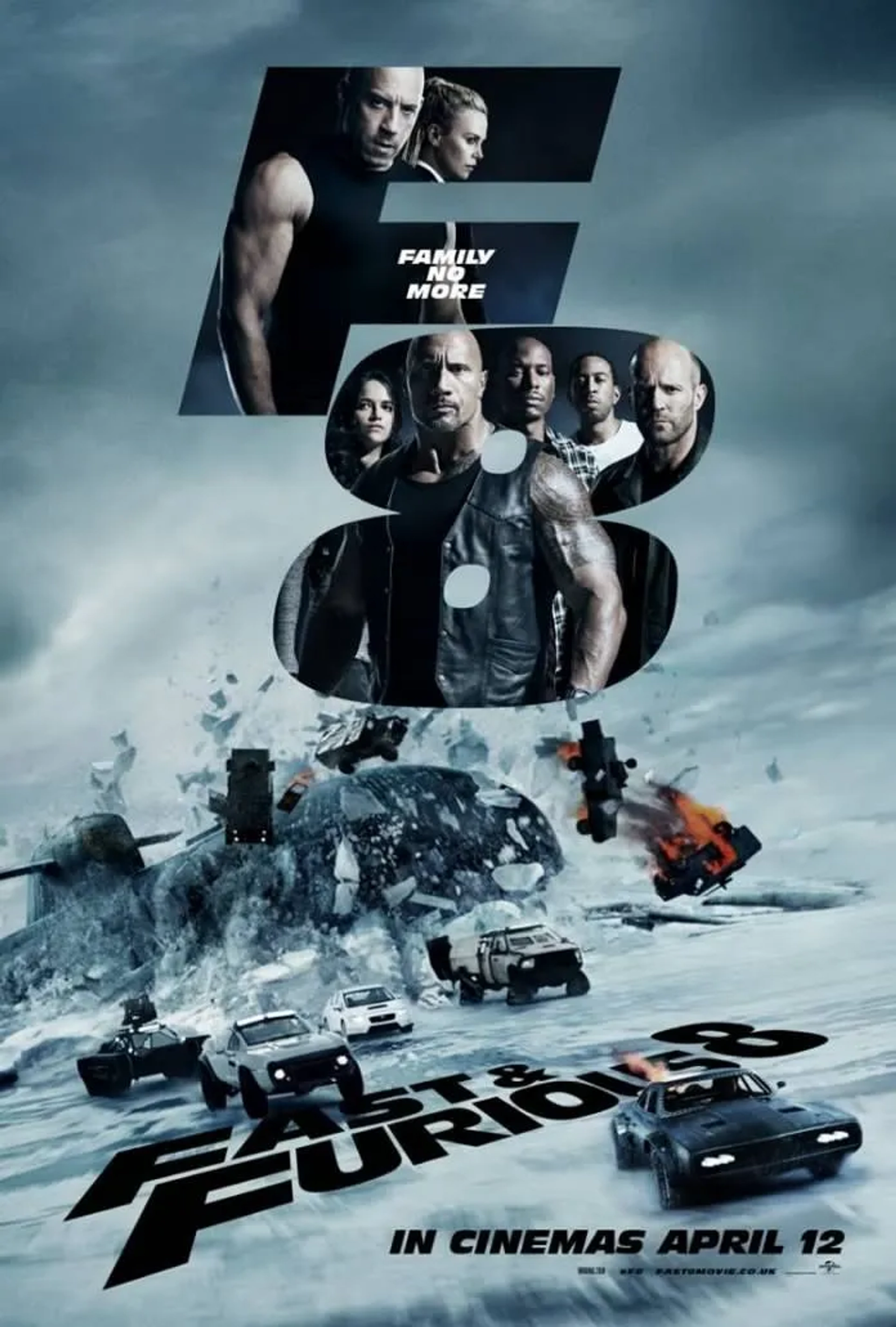 Charlize Theron, Vin Diesel, Jason Statham, Dwayne Johnson, Ludacris, Michelle Rodriguez, and Tyrese Gibson in The Fate of the Furious (2017)