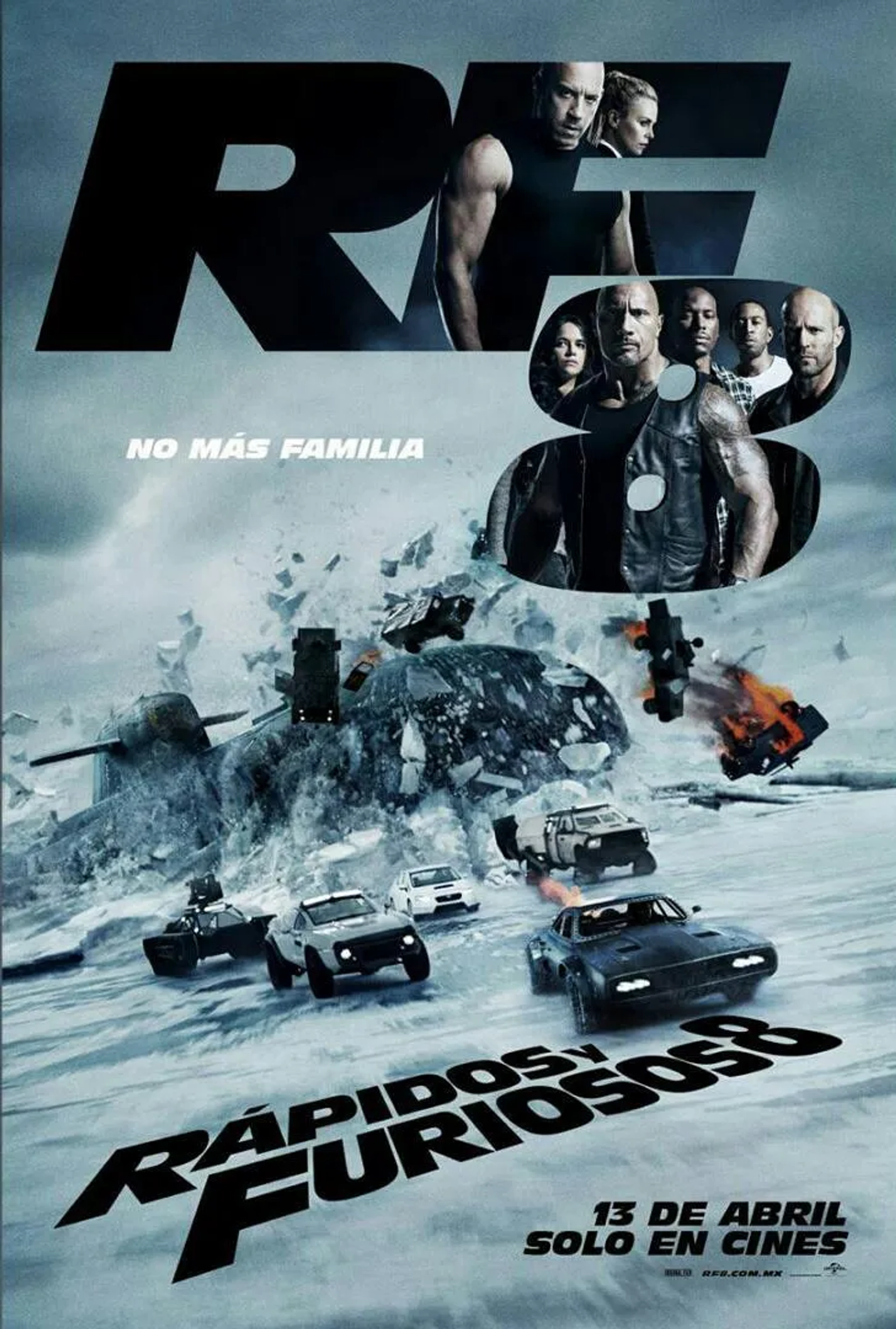 Charlize Theron, Vin Diesel, Jason Statham, Dwayne Johnson, Ludacris, Michelle Rodriguez, and Tyrese Gibson in The Fate of the Furious (2017)