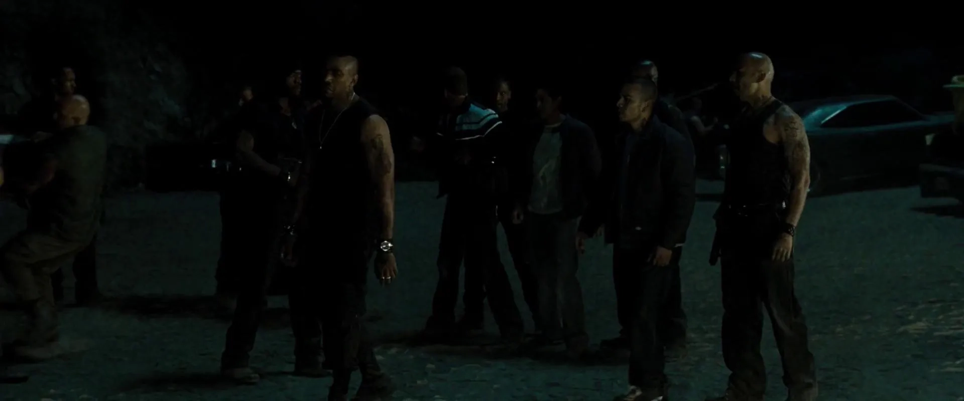 Laz Alonso, Neil Brown Jr., Wilmer Calderon, Justin Lin, Paul Walker, Don Thai Theerathada, Luis Moncada, Mack-b, J.J. Soria, Kofi Natei, Phil Tyler, and Chicago Jones in Fast & Furious (2009)