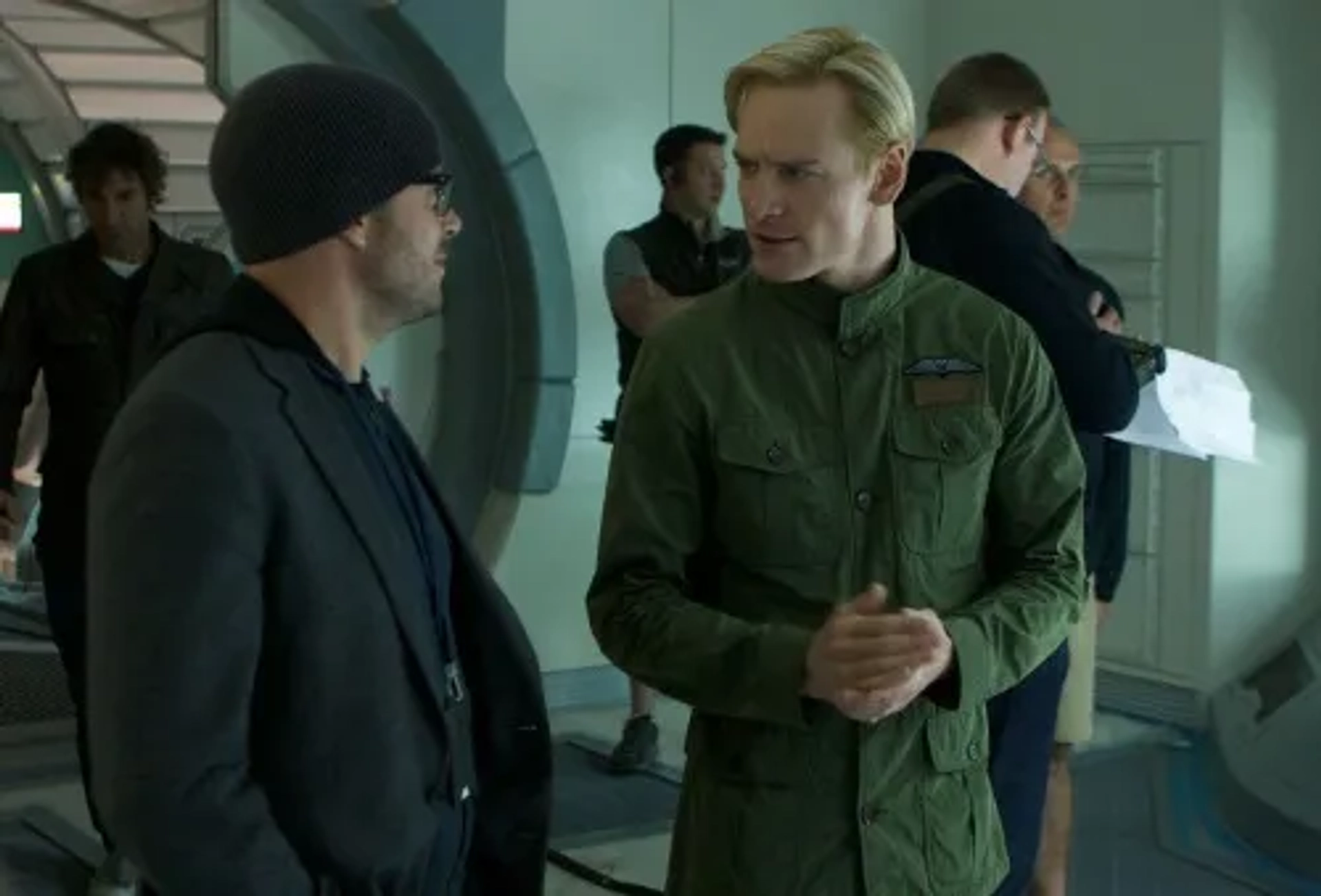 Damon Lindelof and Michael Fassbender in Prometheus (2012)