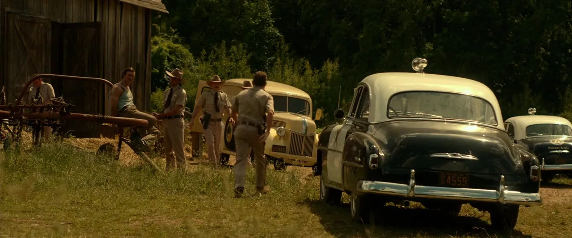 Stephen Dorff, Dimo Alexiev, and Finn Jones in Leatherface (2017)