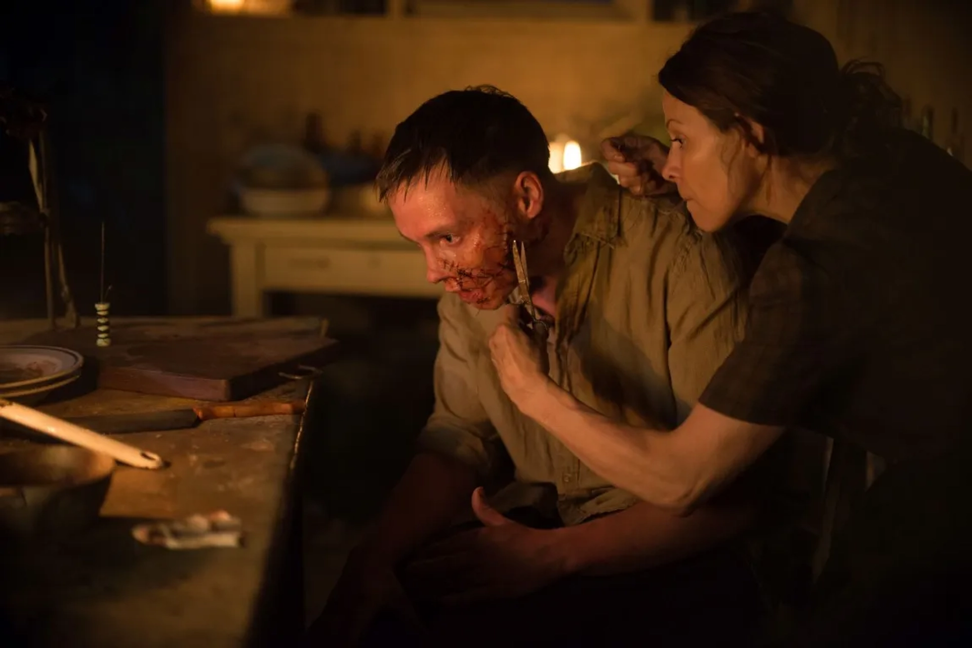 Lili Taylor and Sam Strike in Leatherface (2017)