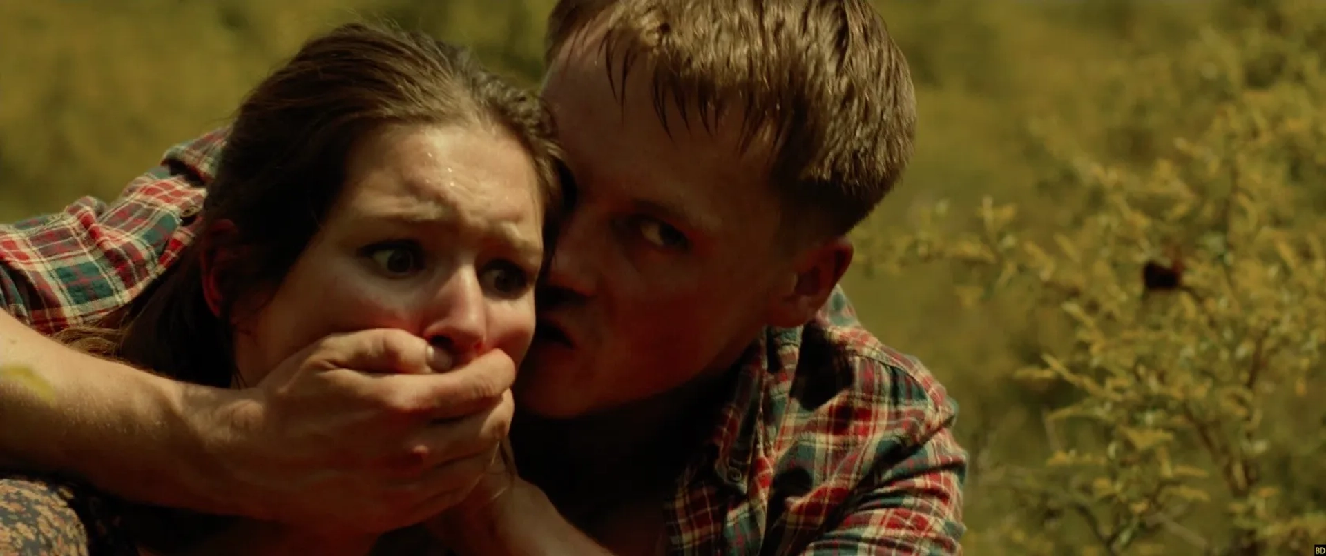 Sam Strike and Vanessa Grasse in Leatherface (2017)