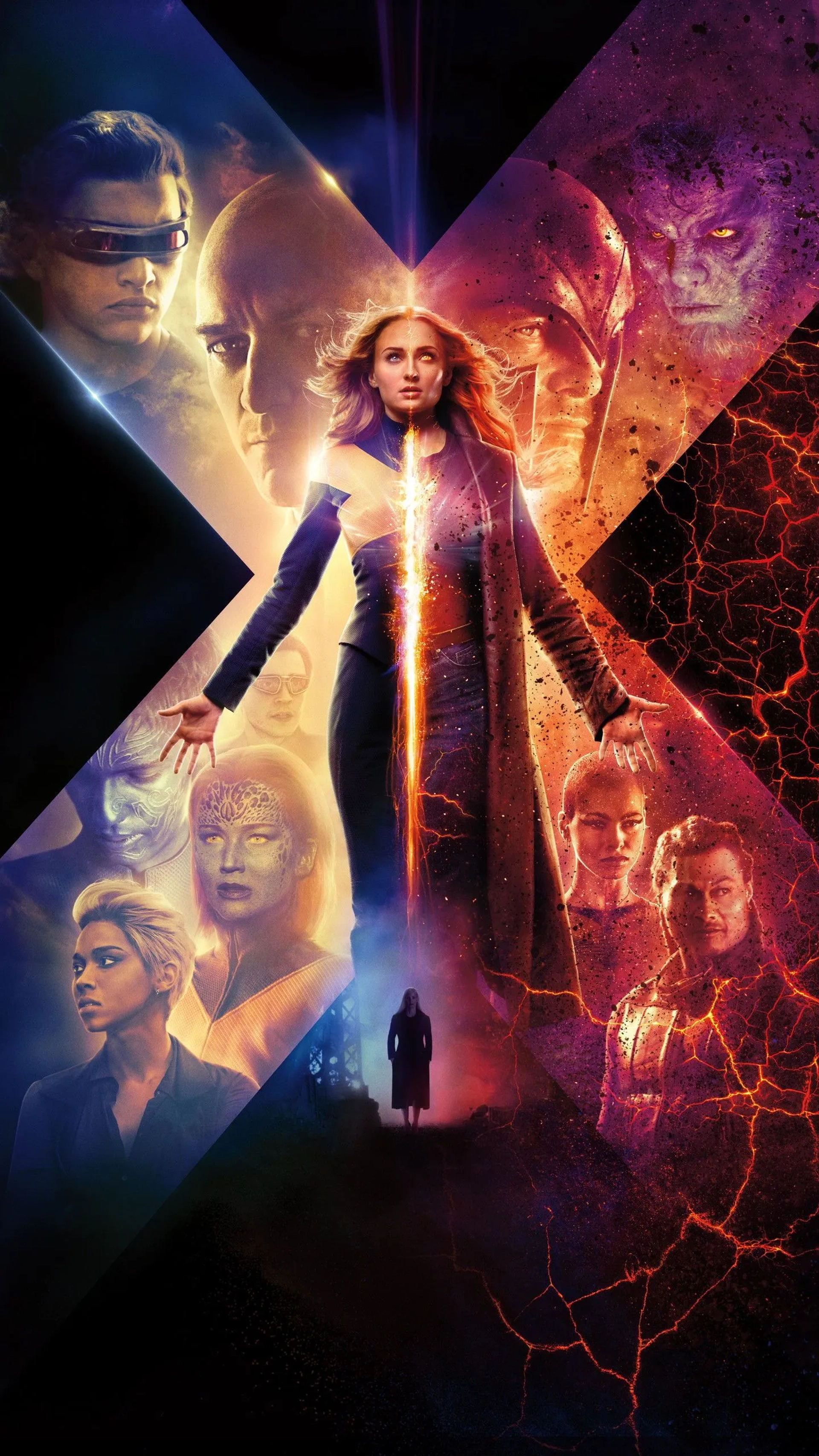 Nicholas Hoult, James McAvoy, Michael Fassbender, Andrew Stehlin, Evan Peters, Jessica Chastain, Jennifer Lawrence, Kodi Smit-McPhee, Alexandra Shipp, Sophie Turner, Tye Sheridan, and Kota Eberhardt in Dark Phoenix (2019)