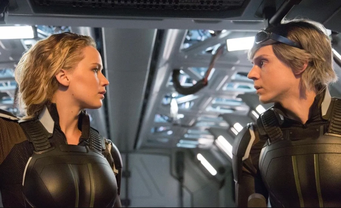 Evan Peters and Jennifer Lawrence in X-Men: Apocalypse (2016)