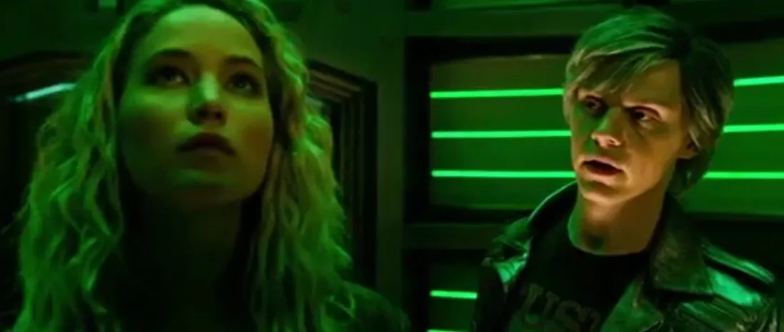 Evan Peters and Jennifer Lawrence in X-Men: Apocalypse (2016)