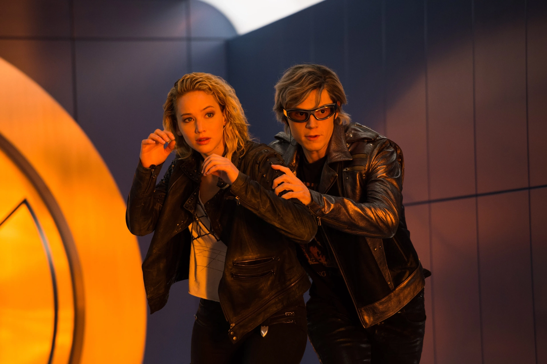 Evan Peters and Jennifer Lawrence in X-Men: Apocalypse (2016)