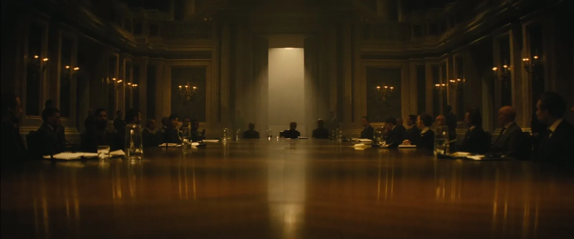 Christoph Waltz, Gediminas Adomaitis, Derek Horsham, Nari Blair-Mangat, Haaris Mirza, David Howkins, and Clem So in Spectre (2015)