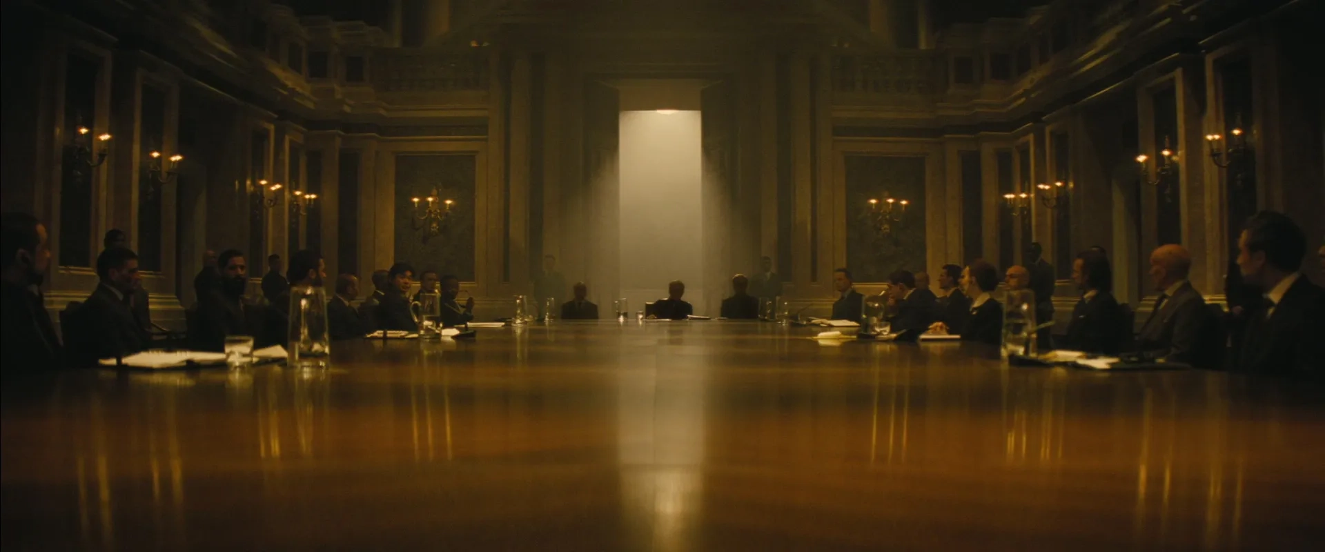 Christoph Waltz, Gediminas Adomaitis, Derek Horsham, Nari Blair-Mangat, Haaris Mirza, David Howkins, and Clem So in Spectre (2015)