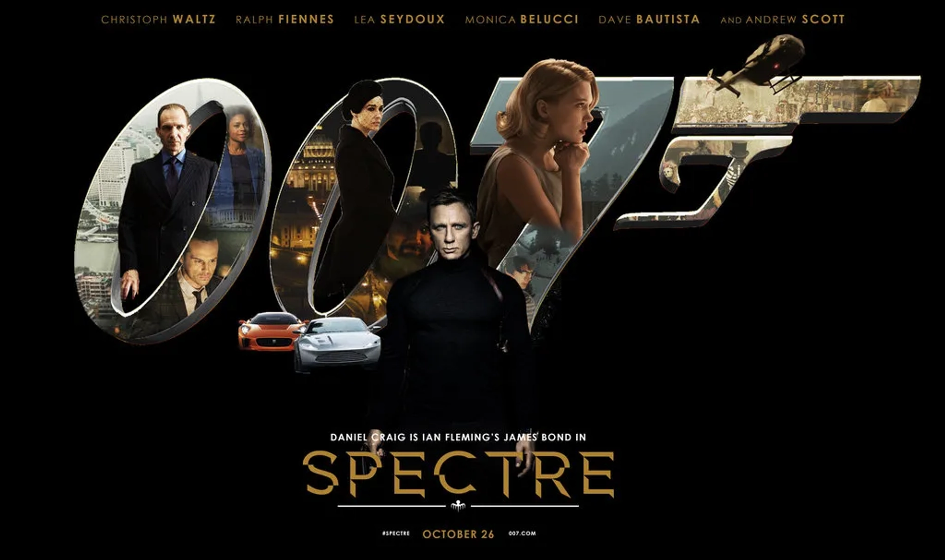 Monica Bellucci, Daniel Craig, Naomie Harris, Andrew Scott, and Léa Seydoux in Spectre (2015)