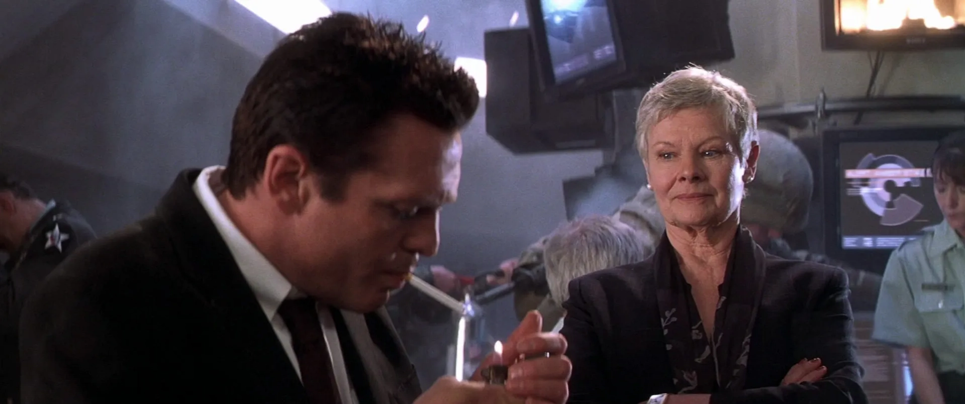 Michael Madsen and Judi Dench in Die Another Day (2002)