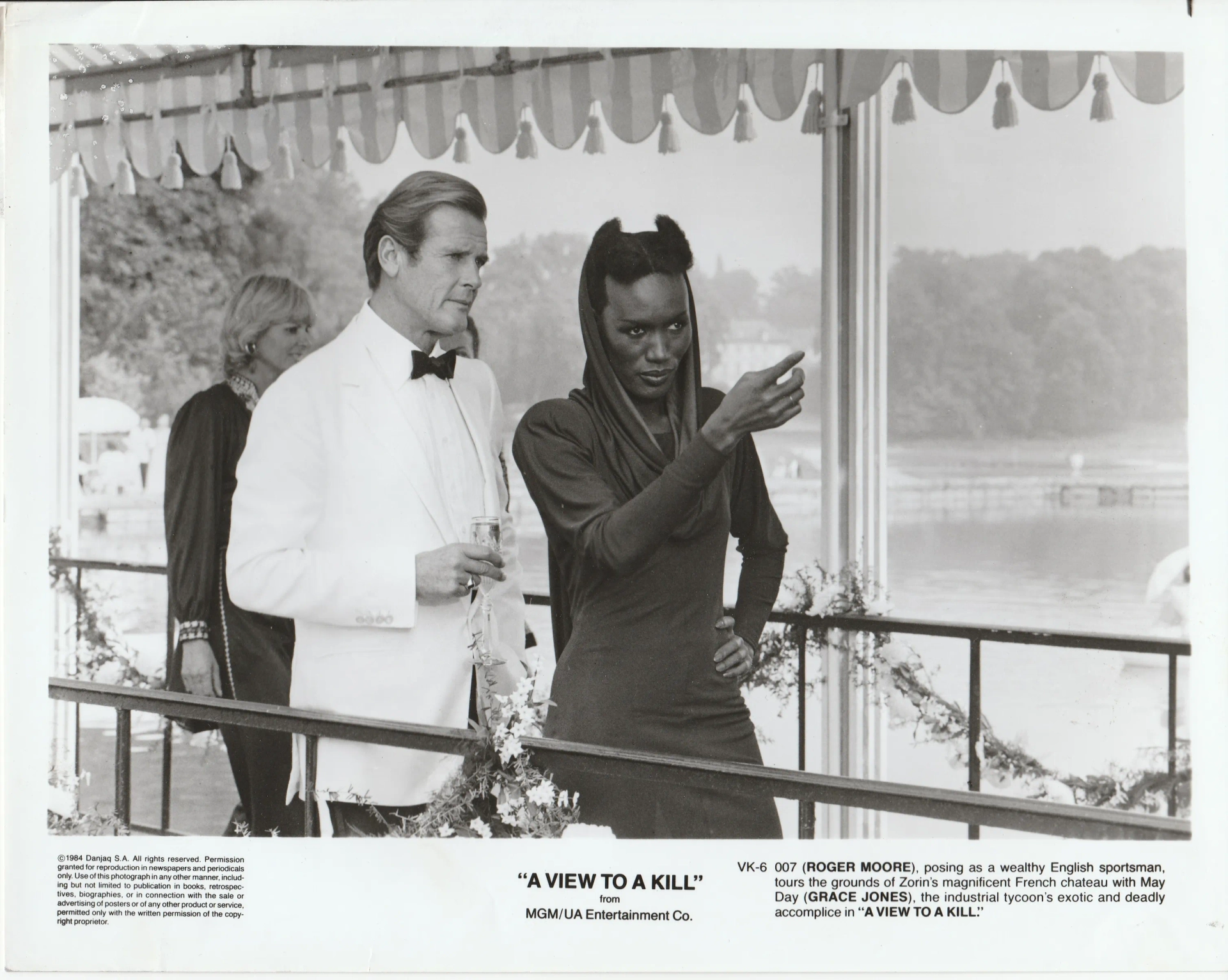 Roger Moore and Grace Jones in A View to a Kill (1985)