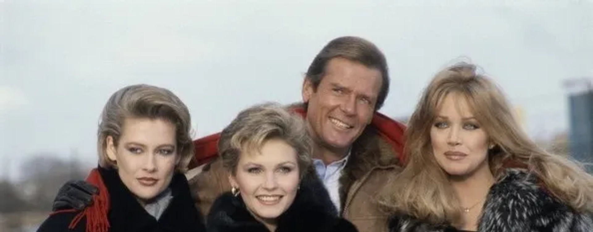 Roger Moore, Tanya Roberts, Alison Doody, and Fiona Fullerton in A View to a Kill (1985)