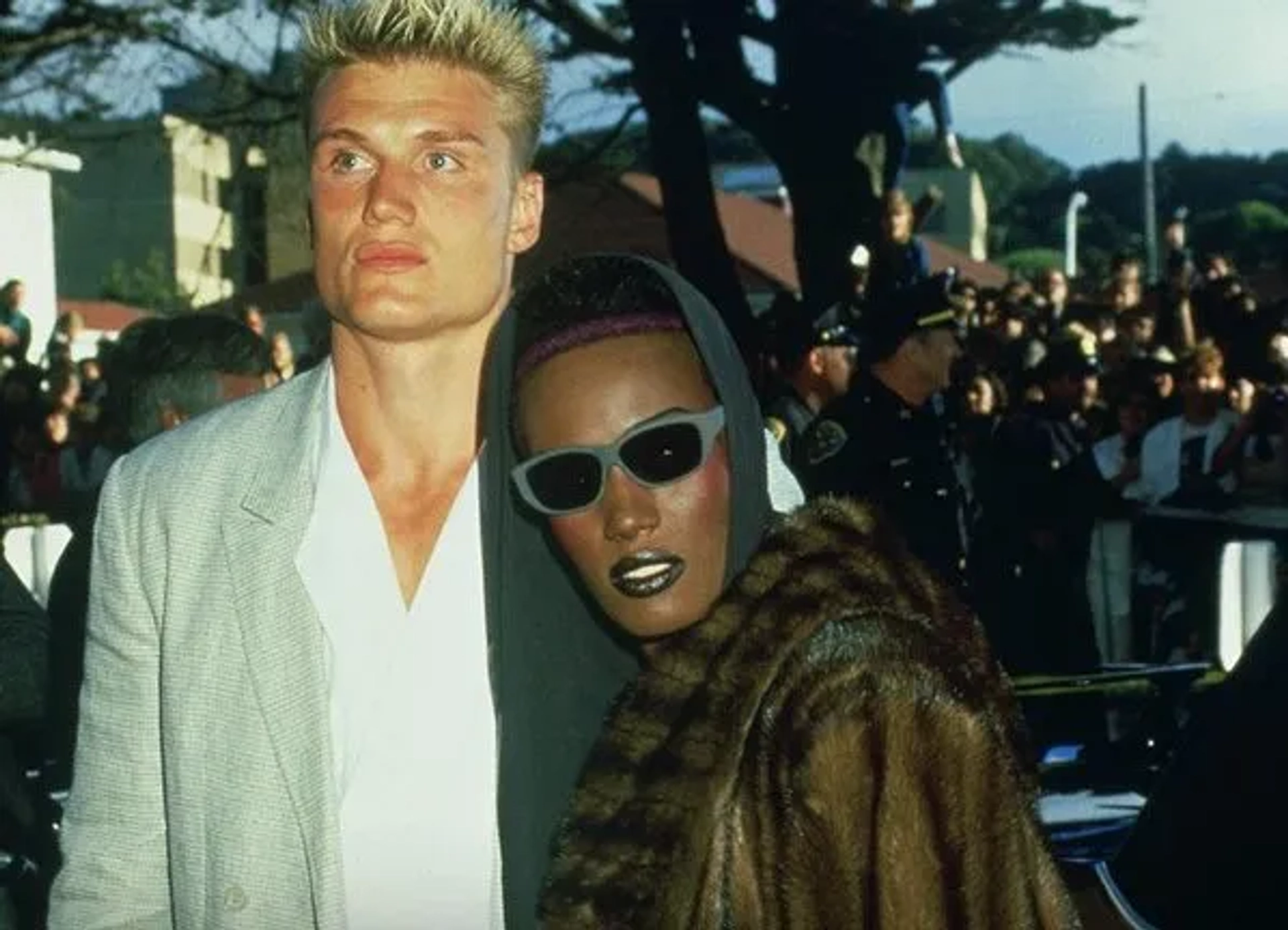 Dolph Lundgren and Grace Jones at an event for A View to a Kill (1985)