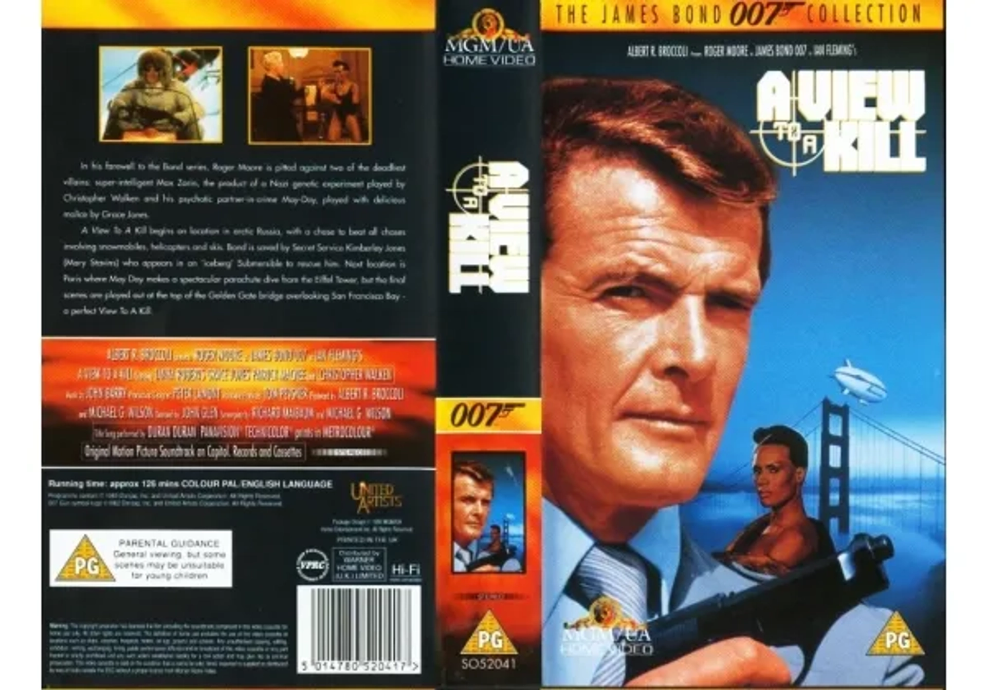 Roger Moore and Grace Jones in A View to a Kill (1985)