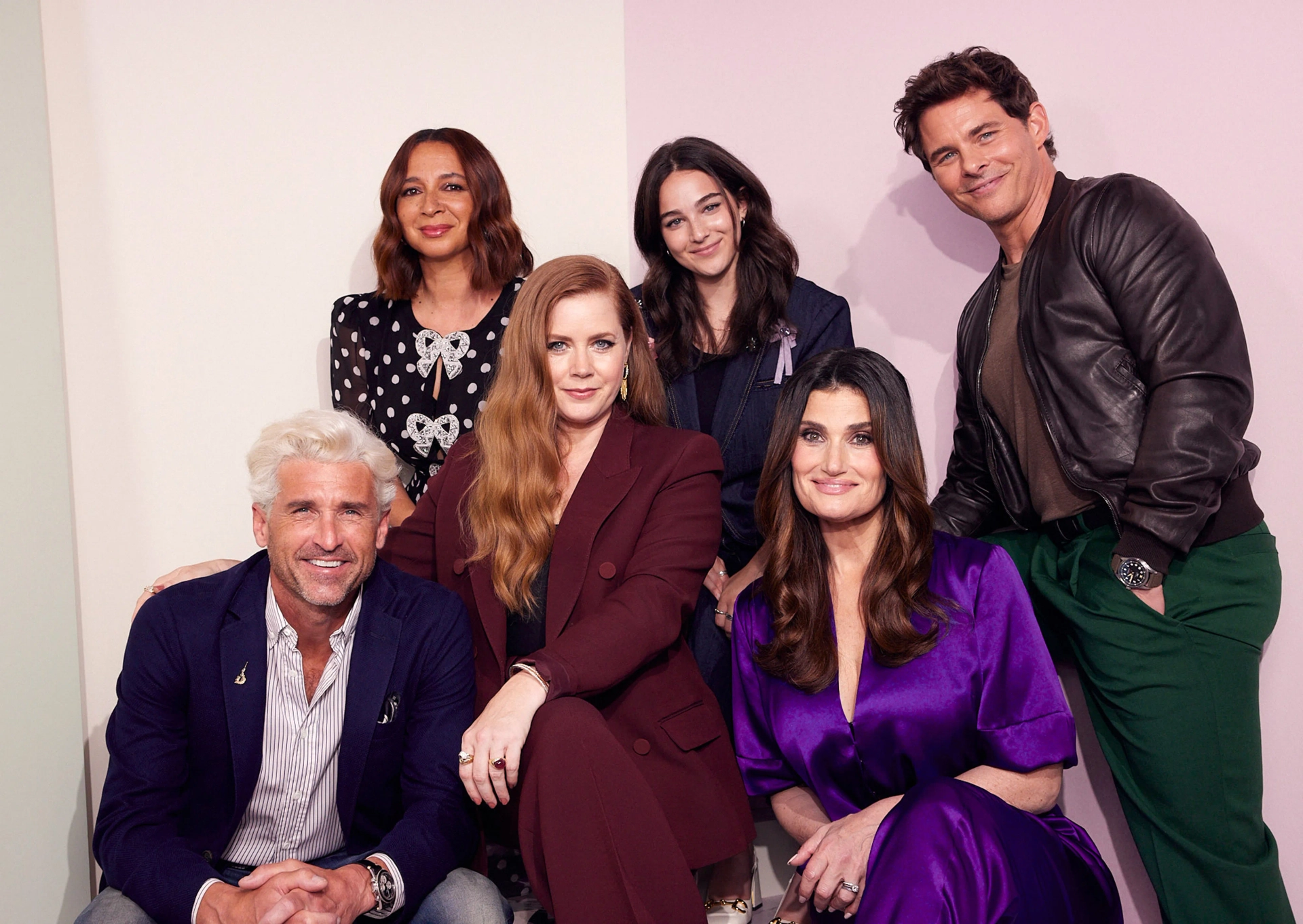 Patrick Dempsey, James Marsden, Amy Adams, Idina Menzel, Maya Rudolph, and Gabriella Baldacchino at an event for Disenchanted (2022)