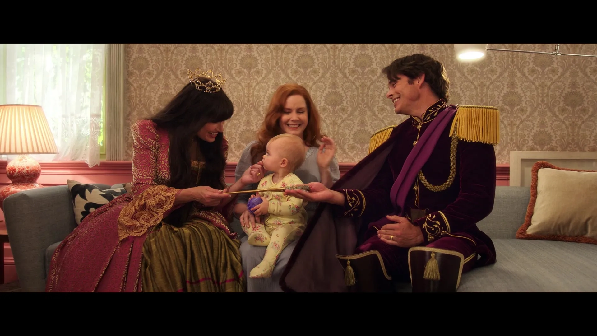 James Marsden, Amy Adams, Idina Menzel, Mila Jackson, and Lara Jackson in Disenchanted (2022)