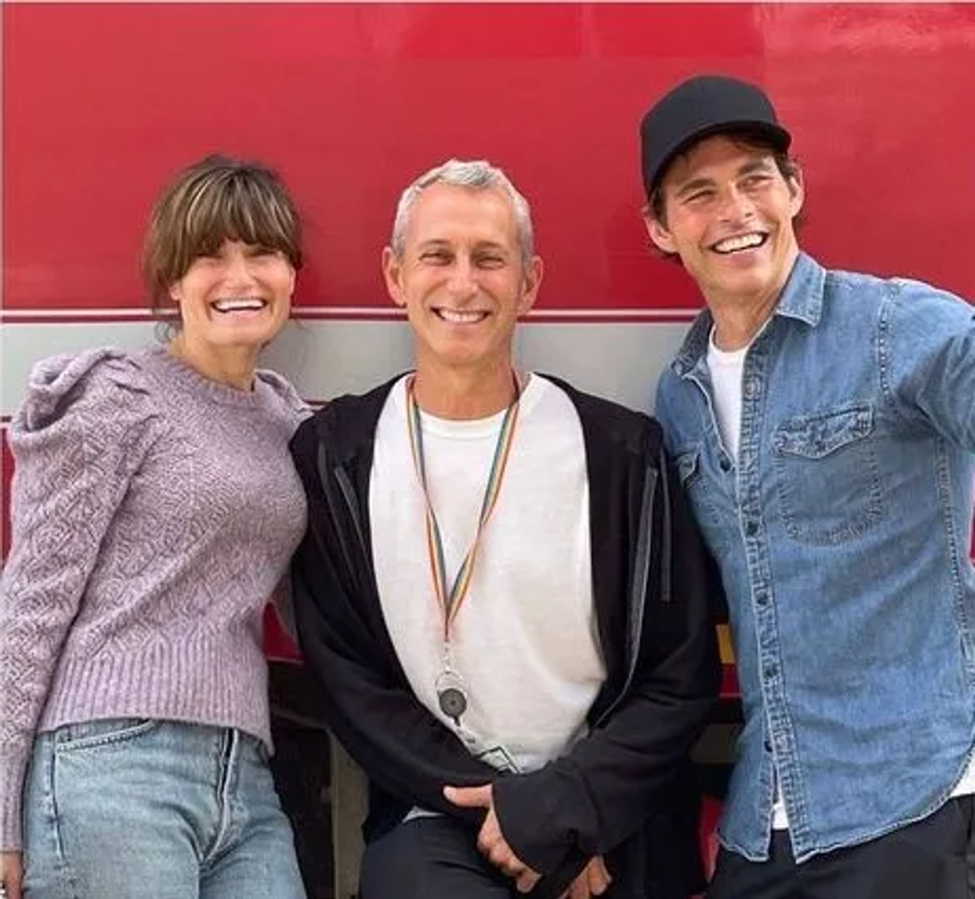 James Marsden, Idina Menzel, and Adam Shankman in Disenchanted (2022)