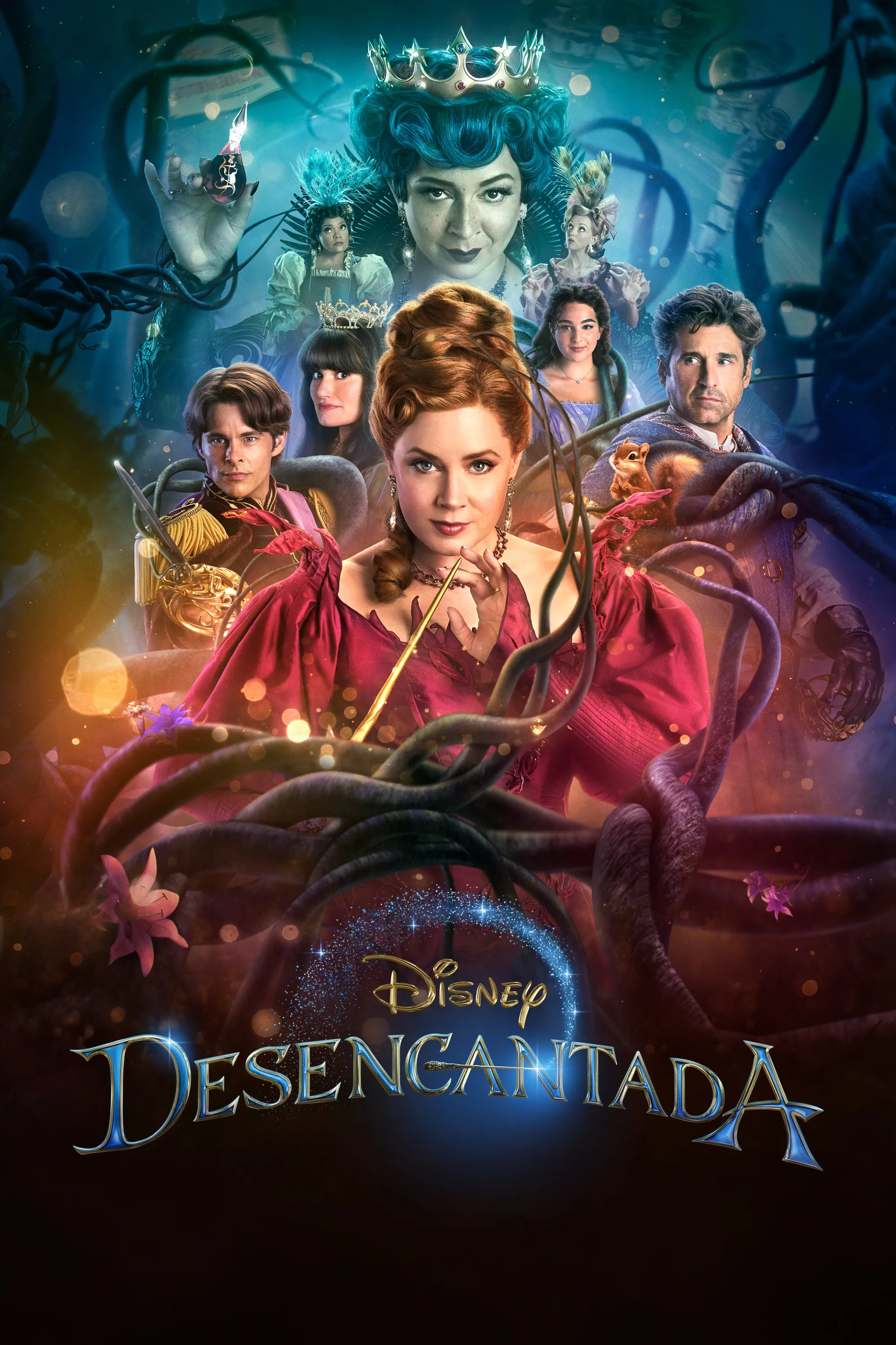 Patrick Dempsey, James Marsden, Amy Adams, Idina Menzel, Maya Rudolph, Yvette Nicole Brown, Jayma Mays, Griffin Newman, and Gabriella Baldacchino in Disenchanted (2022)