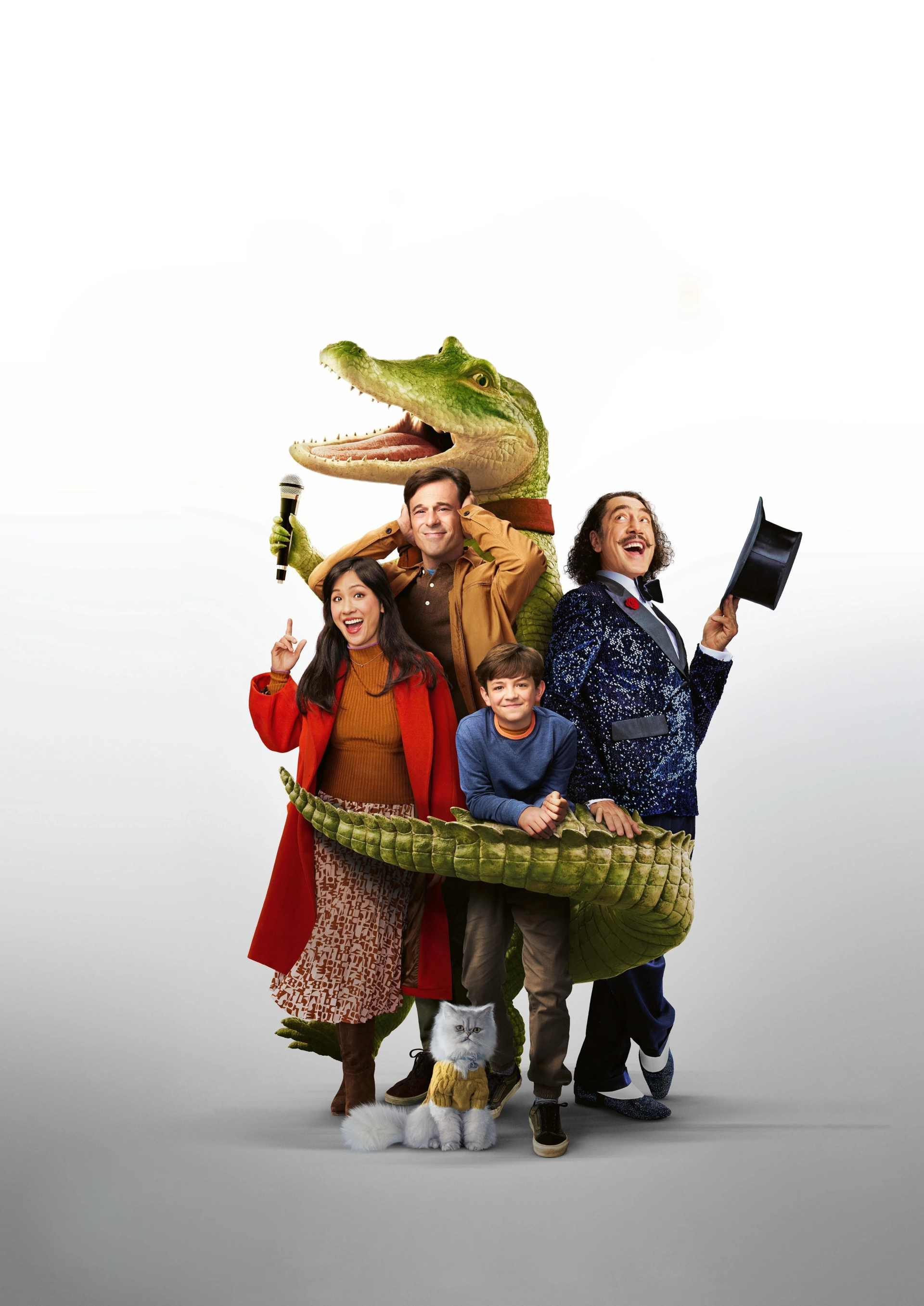 Javier Bardem, Scoot McNairy, Constance Wu, Shawn Mendes, and Winslow Fegley in Lyle, Lyle, Crocodile (2022)