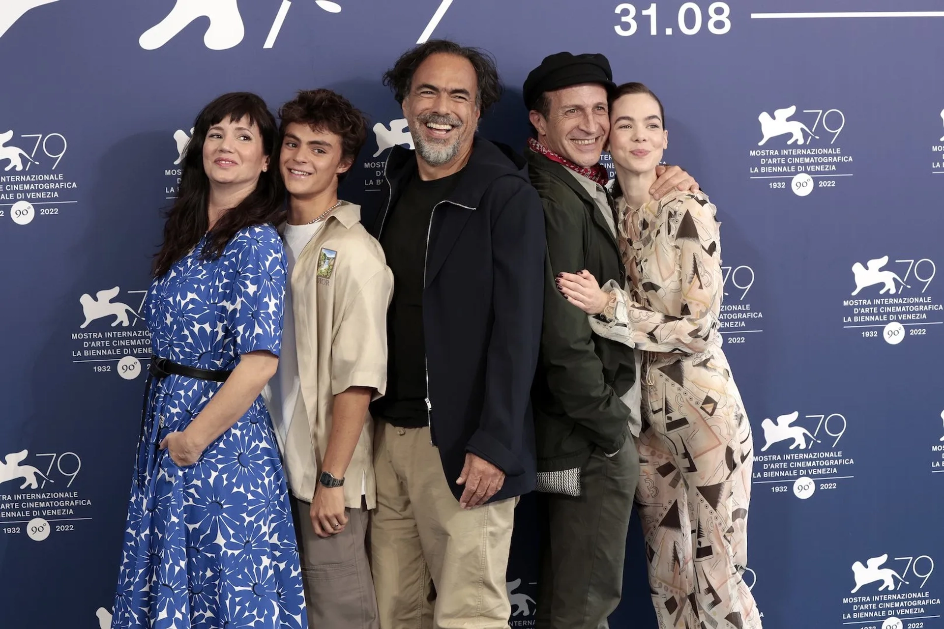 Daniel Giménez Cacho, Alejandro G. Iñárritu, Íker Sánchez Solano, Griselda Siciliani, and Ximena Lamadrid at an event for Bardo: False Chronicle of a Handful of Truths (2022)