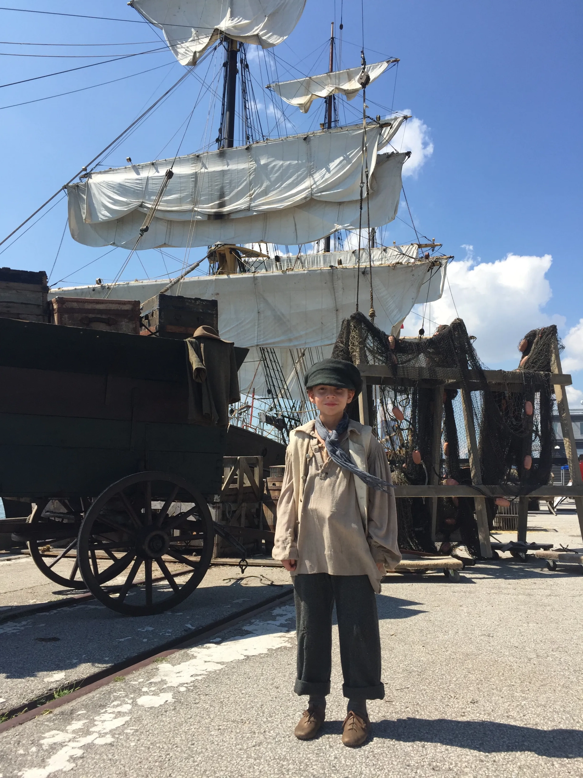 Isaak Bailey on set for Alias Grace.