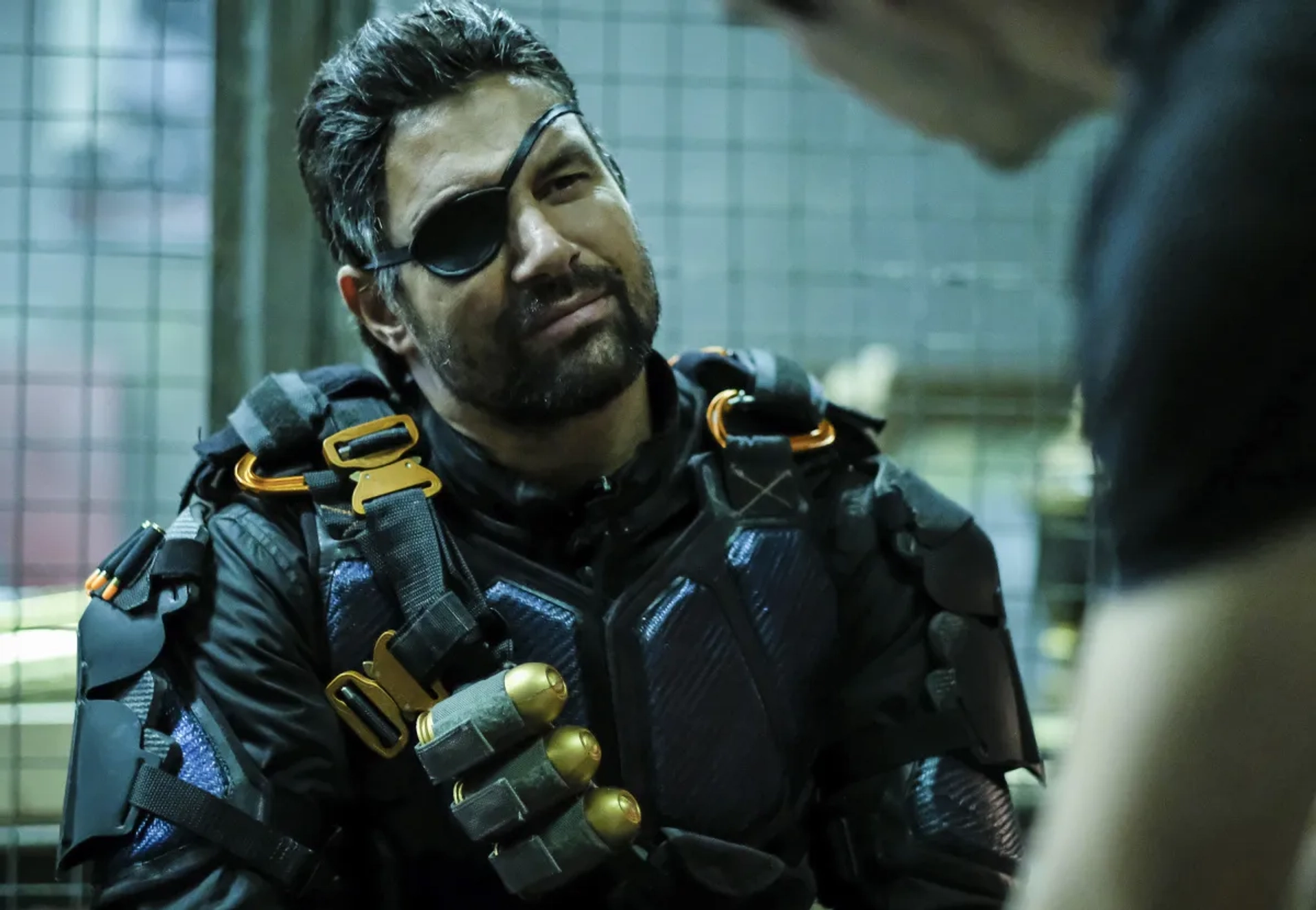 Manu Bennett and Liam Hall in Arrow (2012)