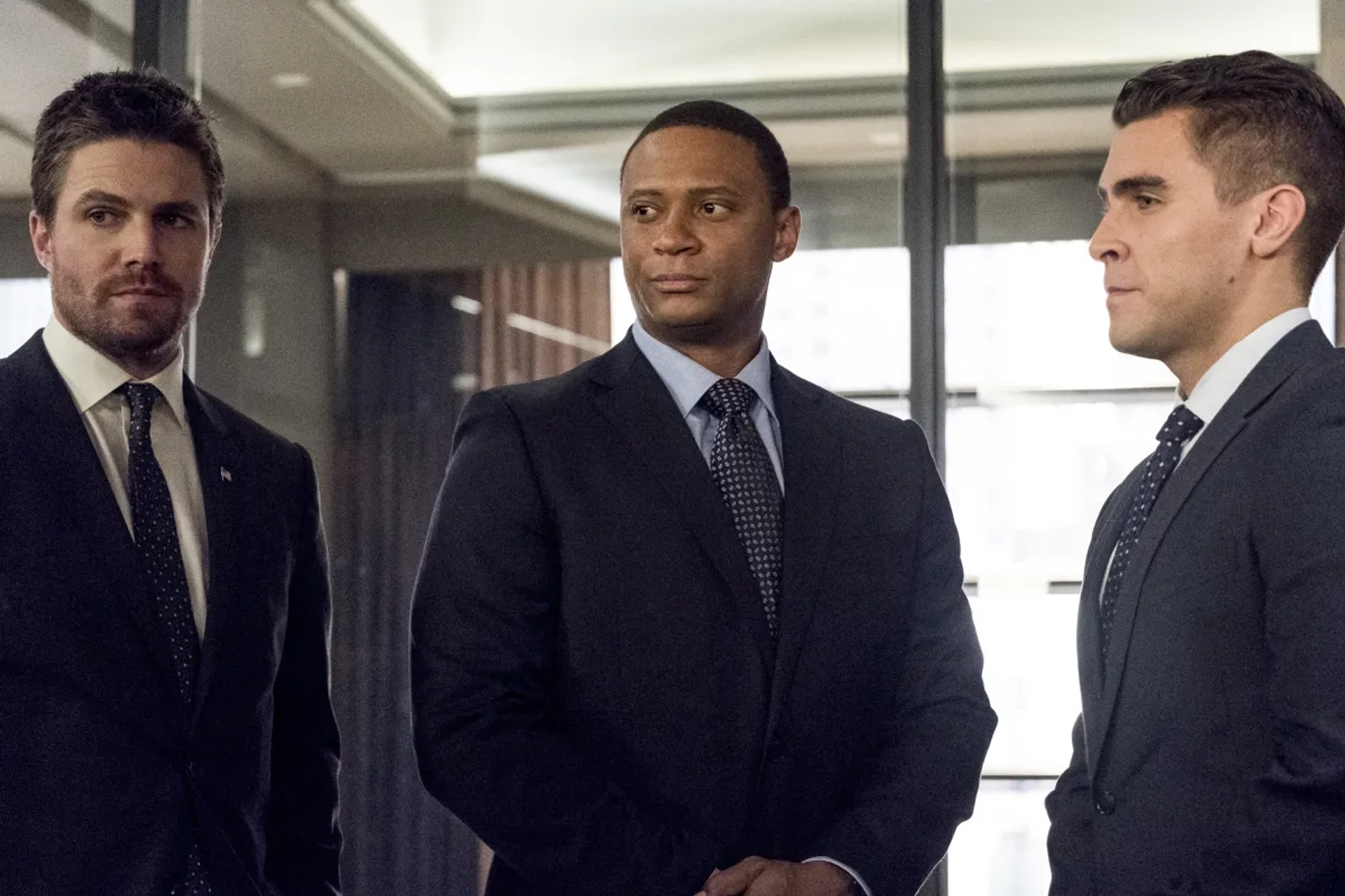 David Ramsey, Stephen Amell, and Josh Segarra in Arrow (2012)